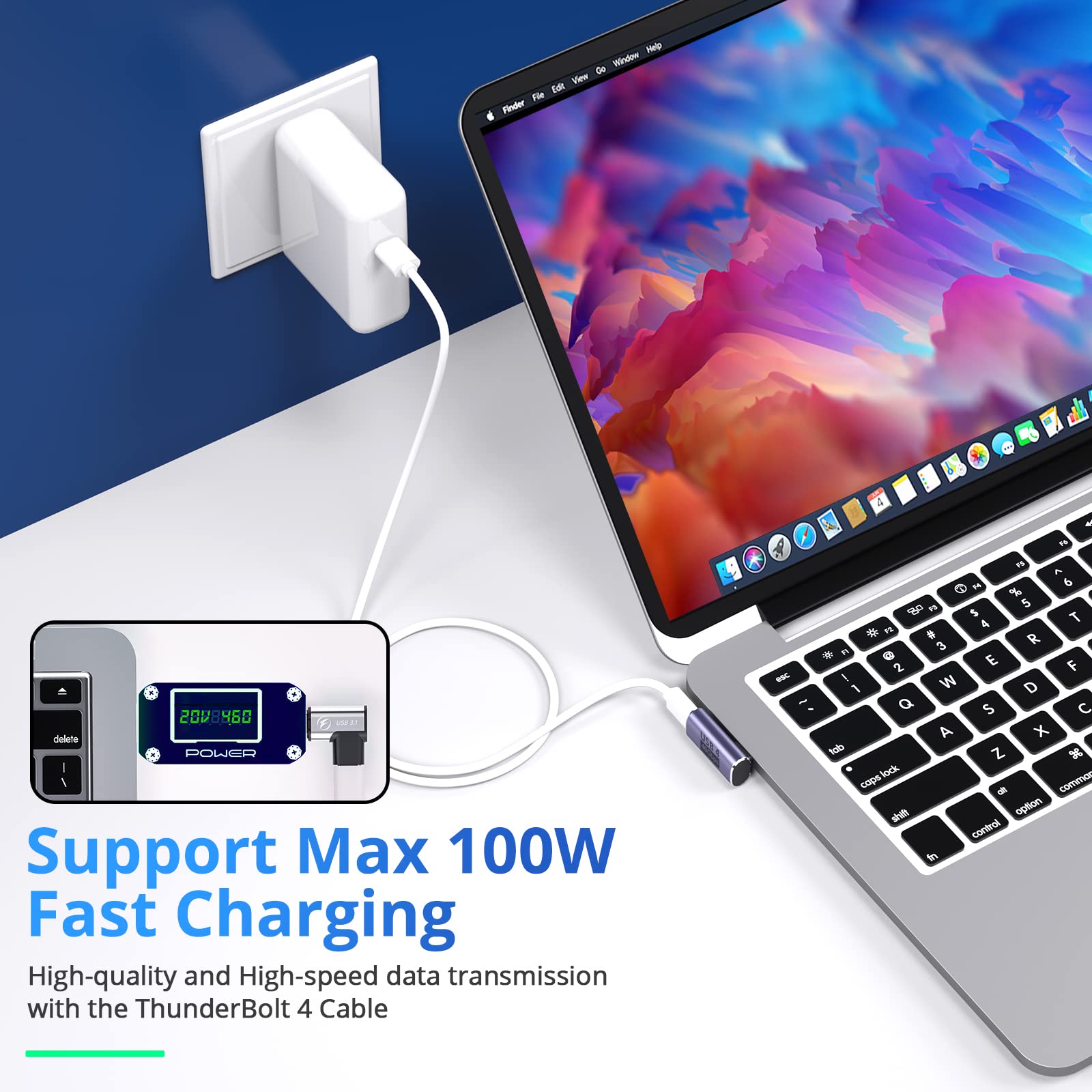 Usb C Right Angle Adapter (4 Pack) Usb C 90 Degree Adapter With 8K 60Hz Video 40 Gbps Data Transfer Pd 100W Compatible For Thunderbolt 3/4, Macbook Pro/Air, Usb C Hub/Dock And More Type C Devices