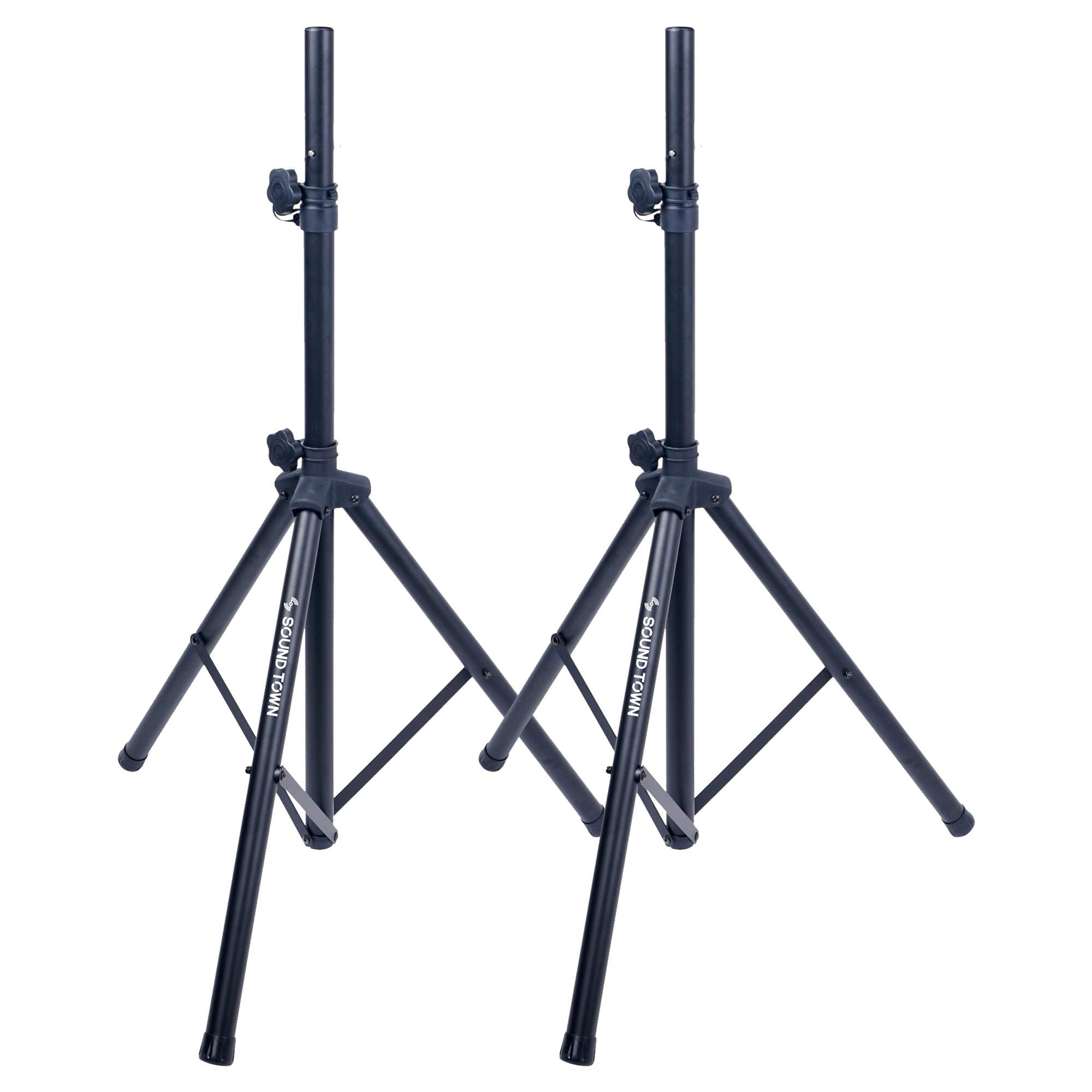 Sound Town 2-Pack Universal Tripod Speaker Stands with Adjustable Height from 41.4    to 81.8   , 35mm Compatible Insert, Lockin