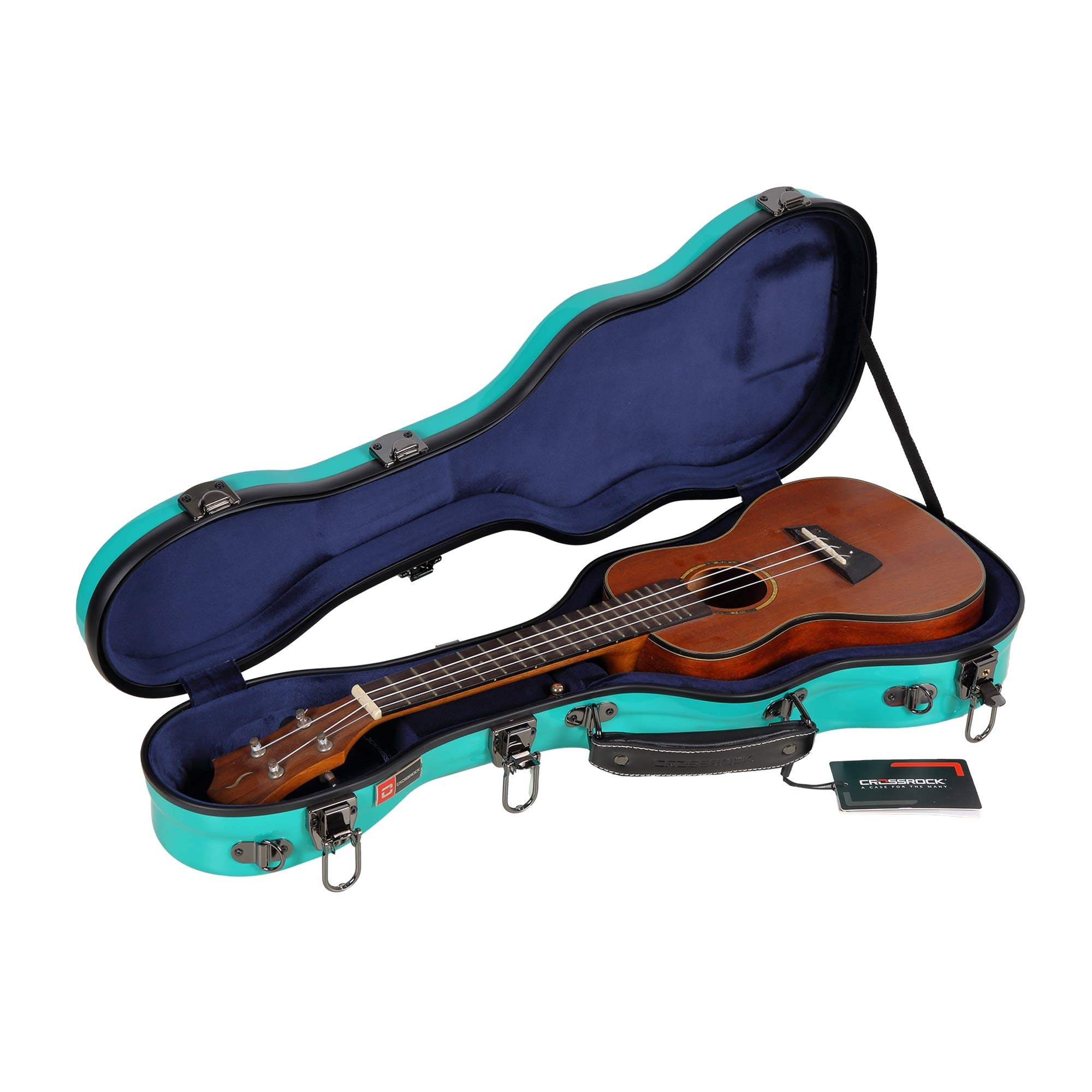 Crossrock Deluxe Fiberglass Concert Ukulele Case With Tsa Lock, Mint Blue (Crf2020Cumb)