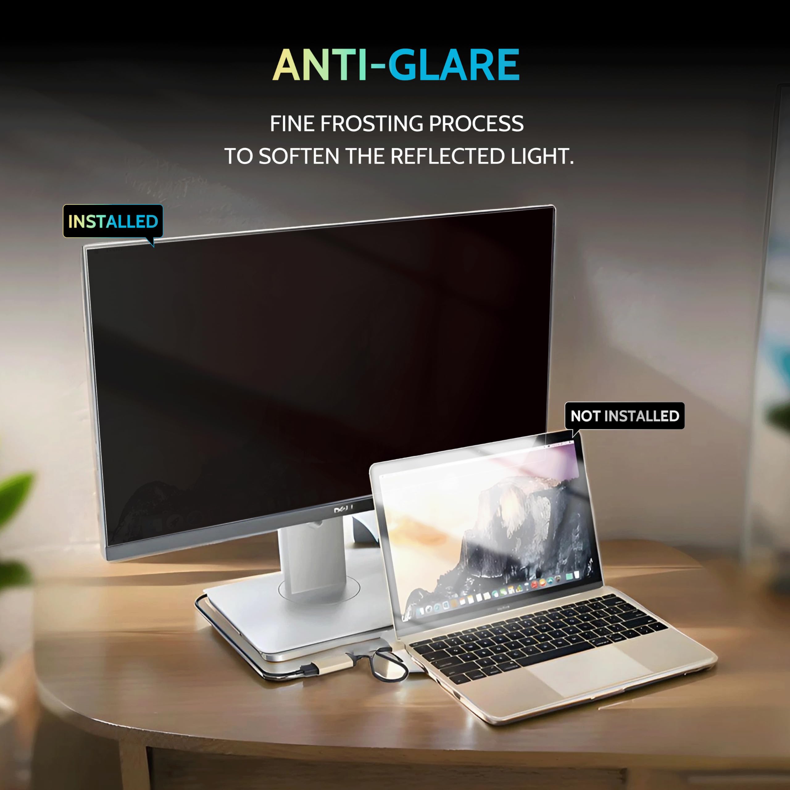 Peslv 2 Pack 23.8 Inch 16:9 Computer Privacy Screen For Widescreen Monitor, 23.8Inch Removable Anti Blue Light Glare Eye Protect