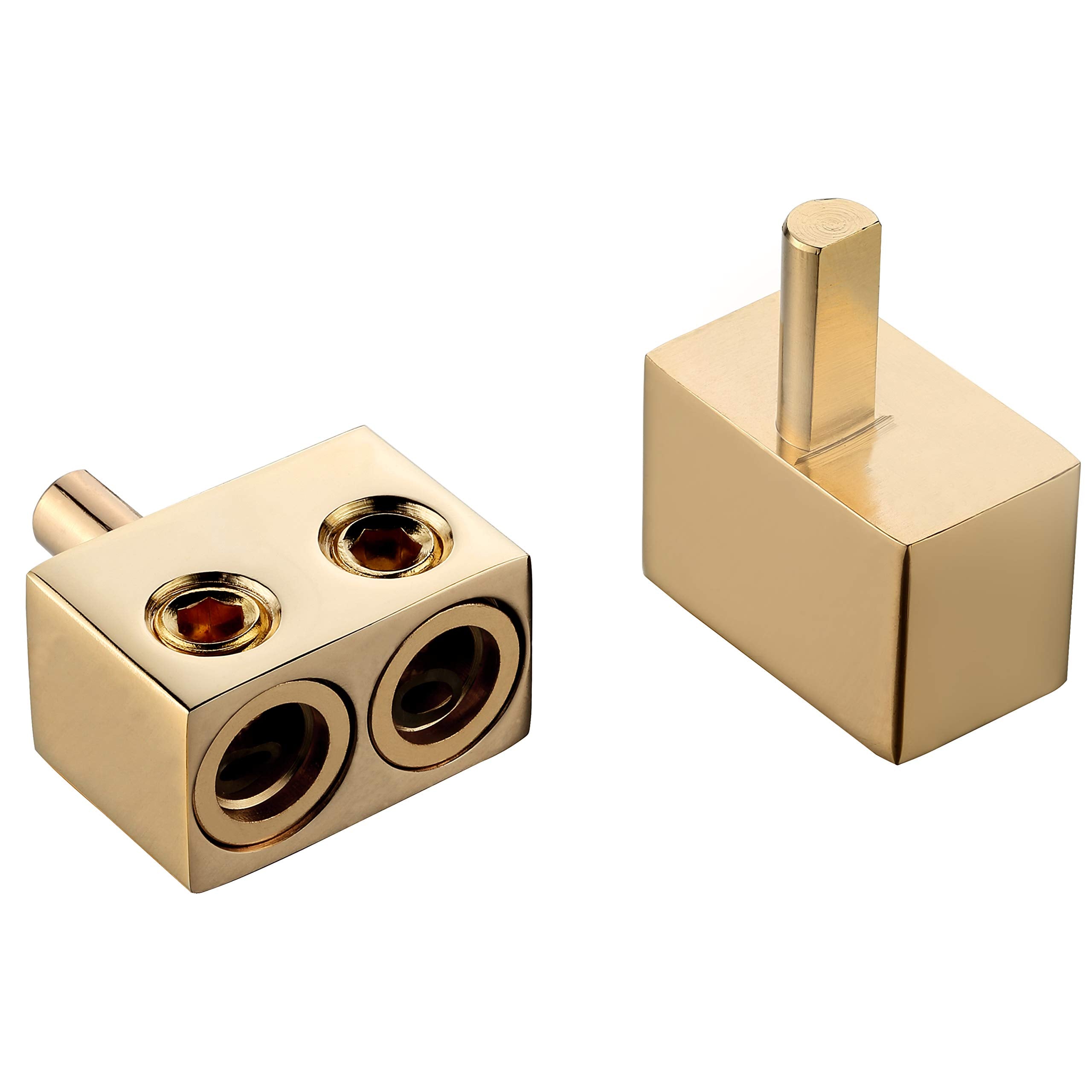 Freajoin Dual 0/2/4 Gauge to 0/2/4 Gauge Amp Input Reducers Copper Alloy Gold(1 Pair)