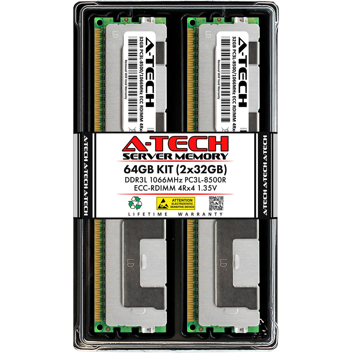A Tech 64Gb Kit (2X32Gb) Ddr3/Ddr3L 1066Mhz Pc3L 8500R Ecc Rdimm 4Rx4 Quad Rank 1.35V Ecc Registered Dimm 240 Pin Server Ram Mem