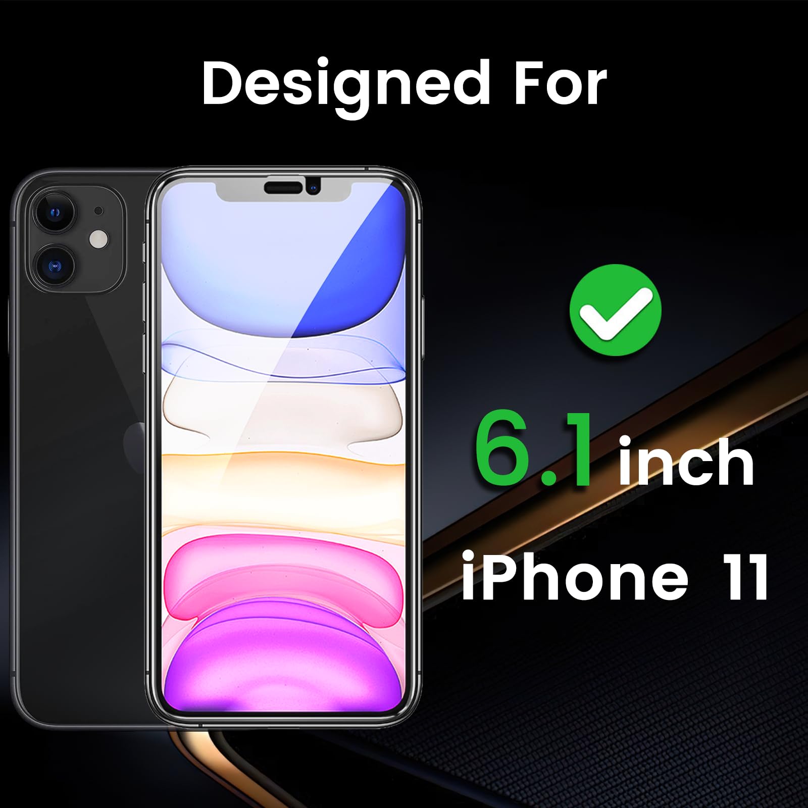Nbiefuny 3 Pack Privacy Screen Protector For Iphone 11 6.1 Inch With 3 Pack Camera Lens Protector, Anti Spy Tempered Glass Film,