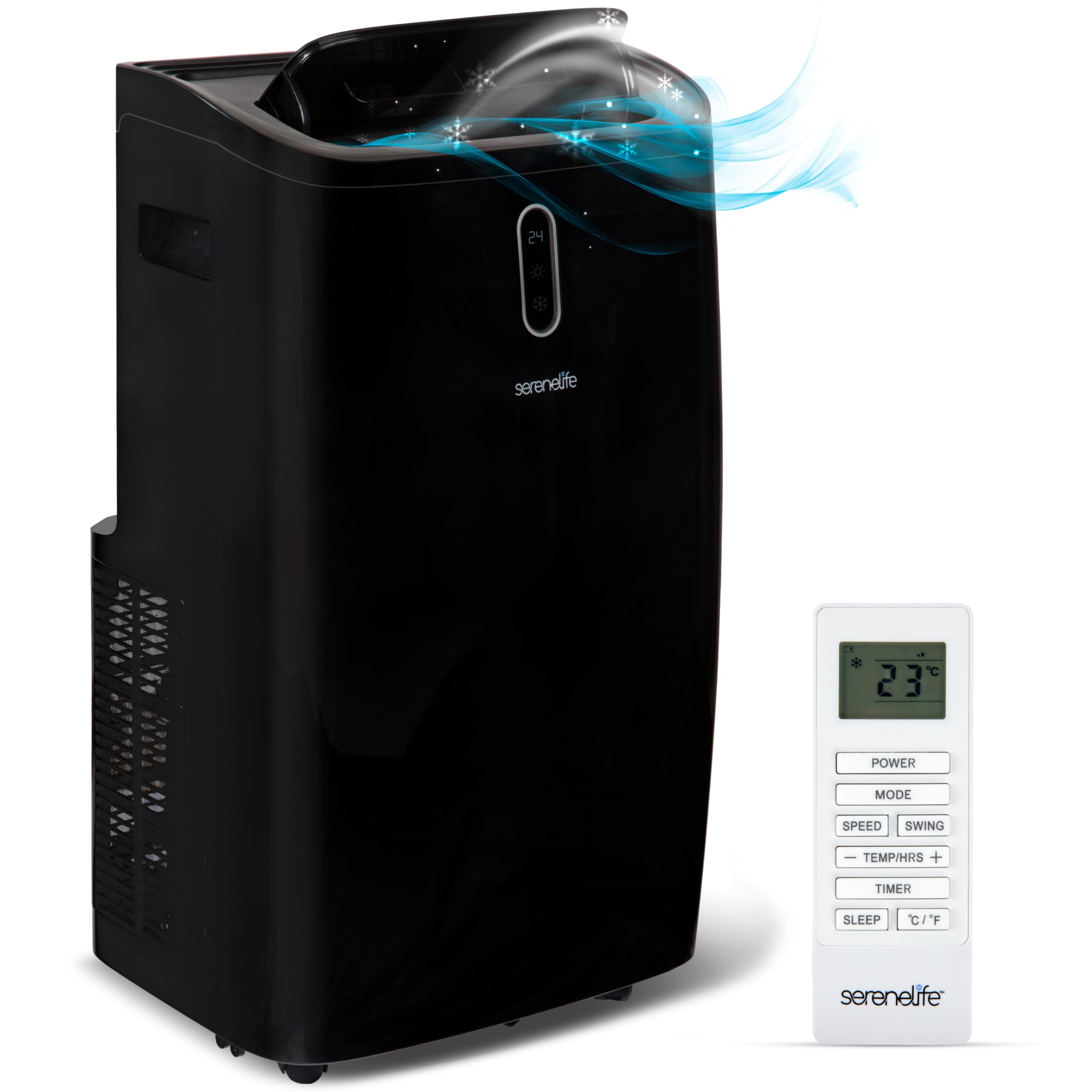 SereneLife 14000 BTU Portable Air Conditioner - 115V Compact Standing Air Conditioner for Room Up to 450 Sq. Ft., 3-in-1 Floor A