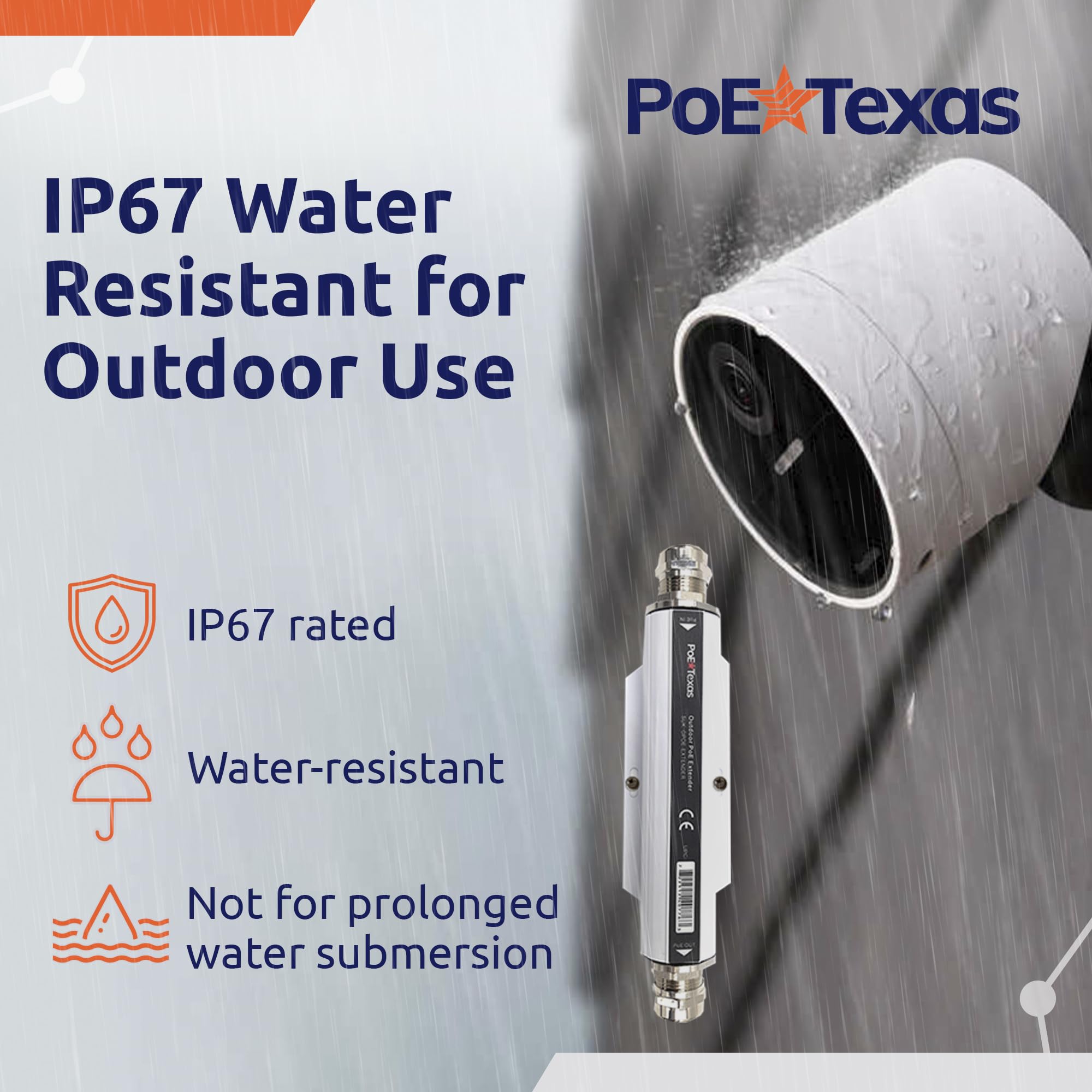 Poe Texas Poe++ Extender   Outdoor Poe Repeater   Ip67 Waterproof And Direct Burial Capable   High Speed Ethernet Booster Extend
