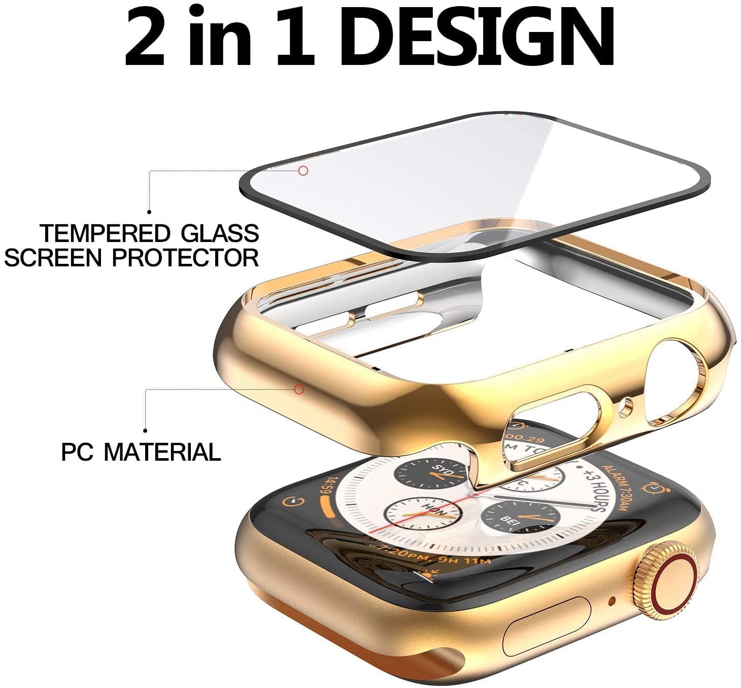 Hankn 40Mm Case Compatible With Apple Watch Series 4 5 6 Se 40Mm Tempered Glass Screen Protector Case, Full Coverage Shockproof