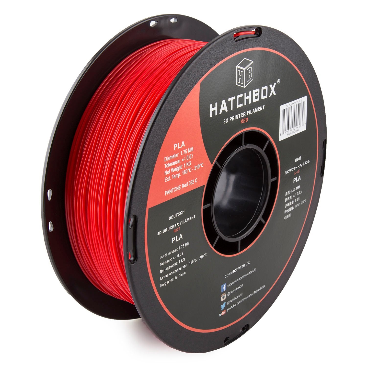 Hatchbox 1.75Mm Red Pla 3D Printer Filament, 1 Kg Spool, Dimensional Accuracy +/  0.03 Mm, 3D Printing Filament