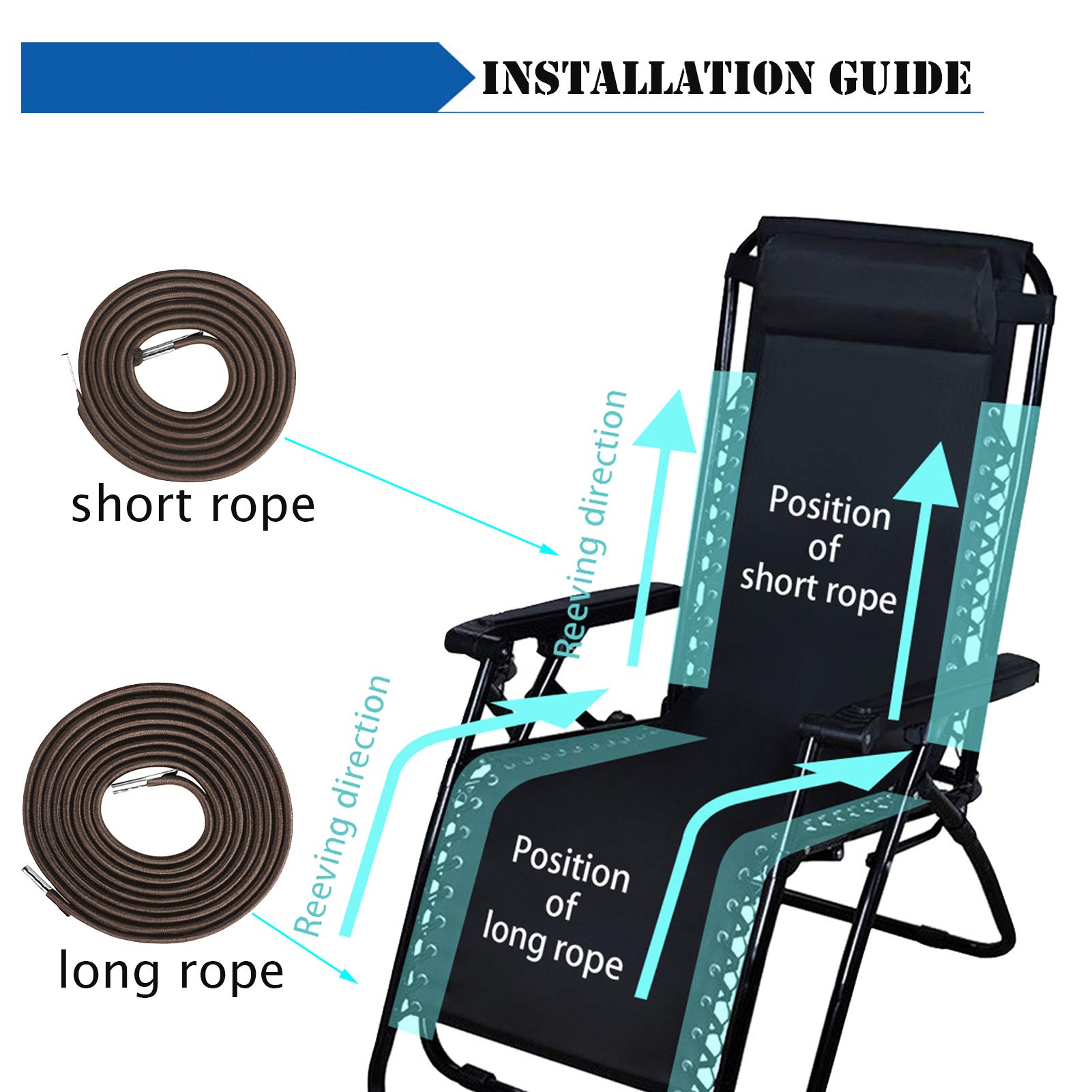 Lummily Universal Replacement Bungee Cords For Zero Gravity Chair Zero Gravity Recliner Repair Tool Lounge Recliner Repair Kit(B