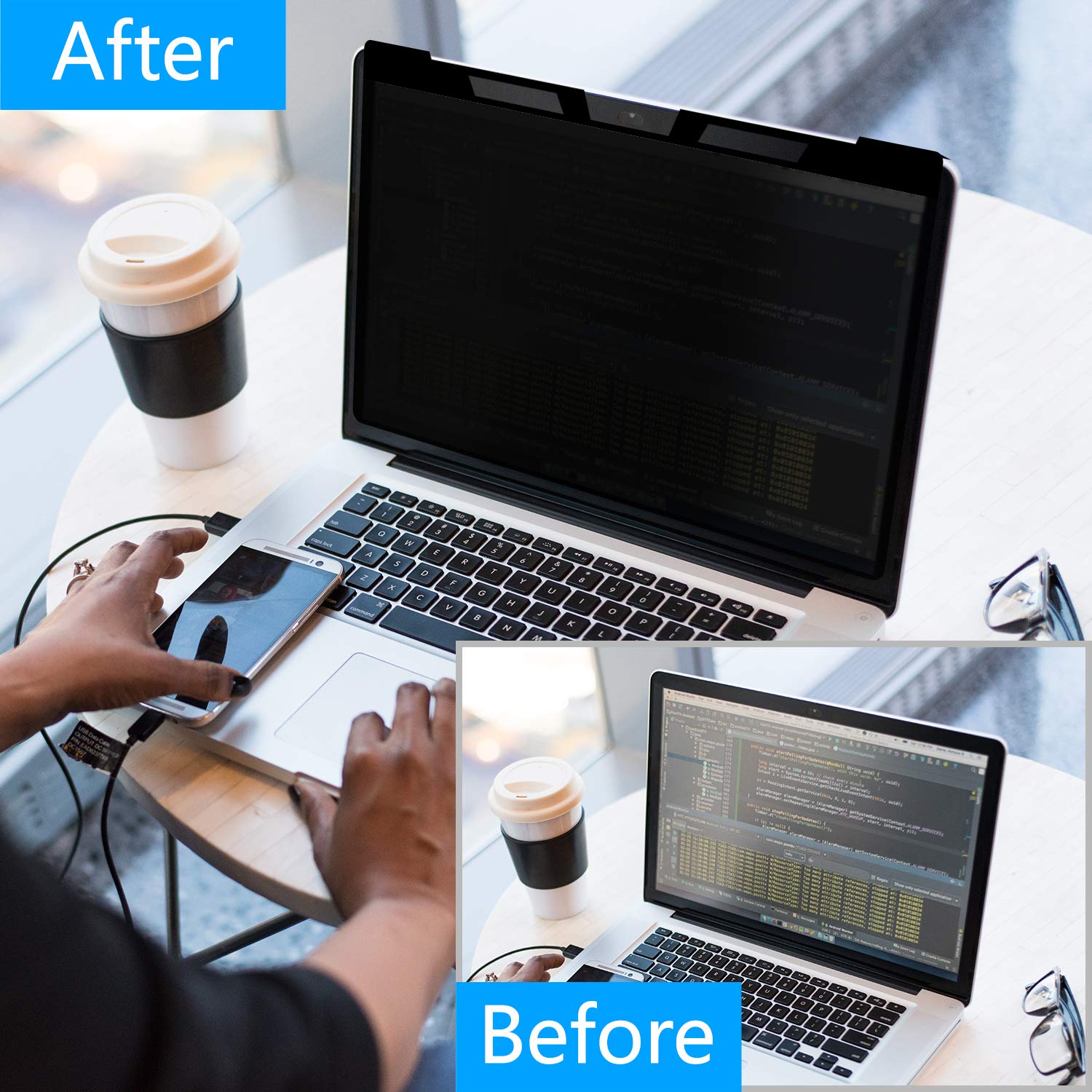 J J Dream Hanging 15.6 Inch Laptop Privacy Screen Blue Light Screen Protector Anti Glare Anti Scratch Laptop Privacy Screen Shield 15.6 Inch 16:9 Aspect Ratio