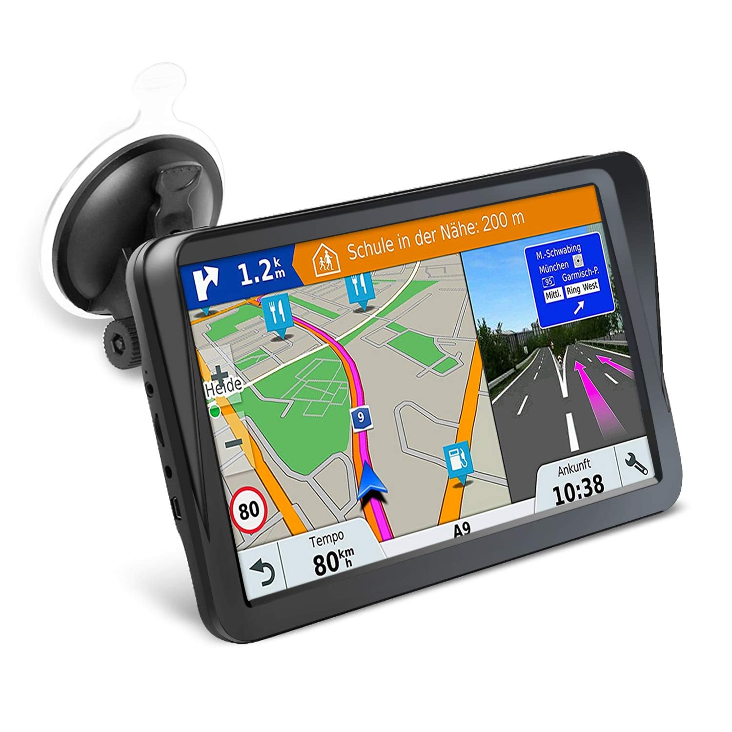 Gps Navigator For Car, Latest 2024 Map 9 Inch Hd Display 16Gb 256Mb Satellite Navigation With Sun Visor,Smart Real Voice Gps Gui