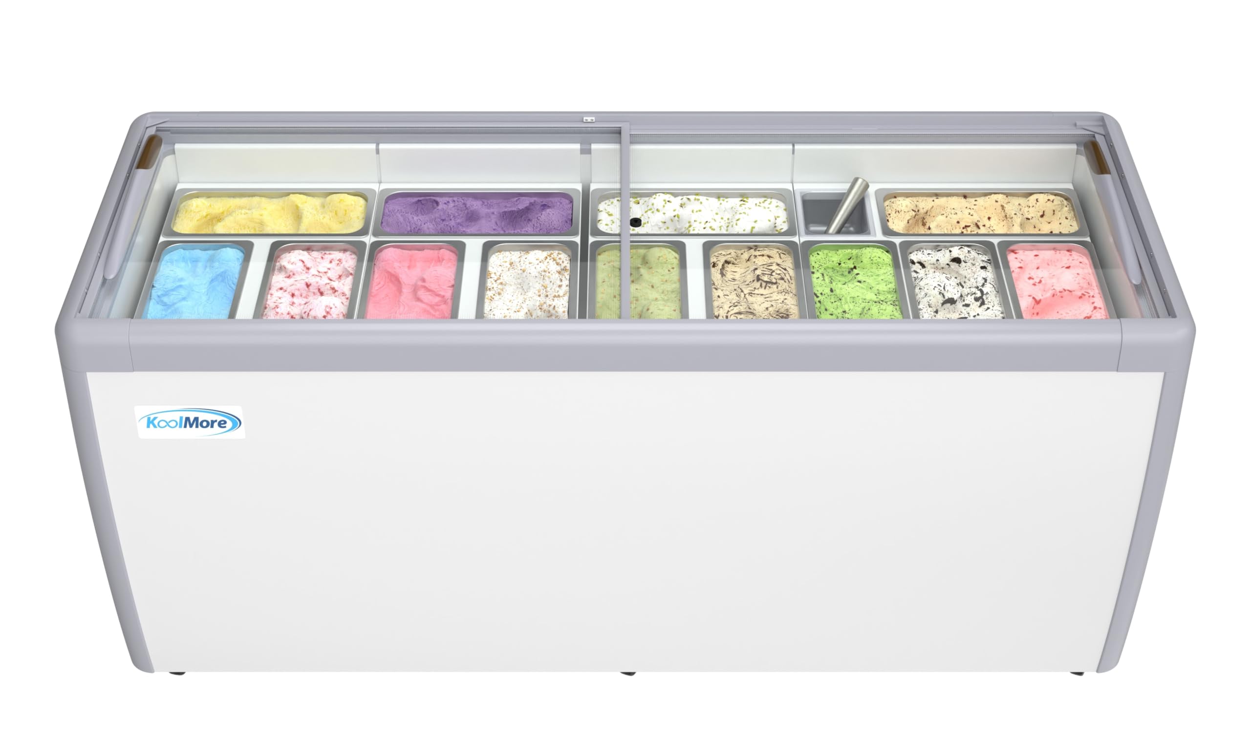 KoolMore 70 in. 14-Pan Gelato Dipping Cabinet Display Freezer with Sliding Glass Door, 20 cu. ft. ETL Listed (KM-GDC-71SD)