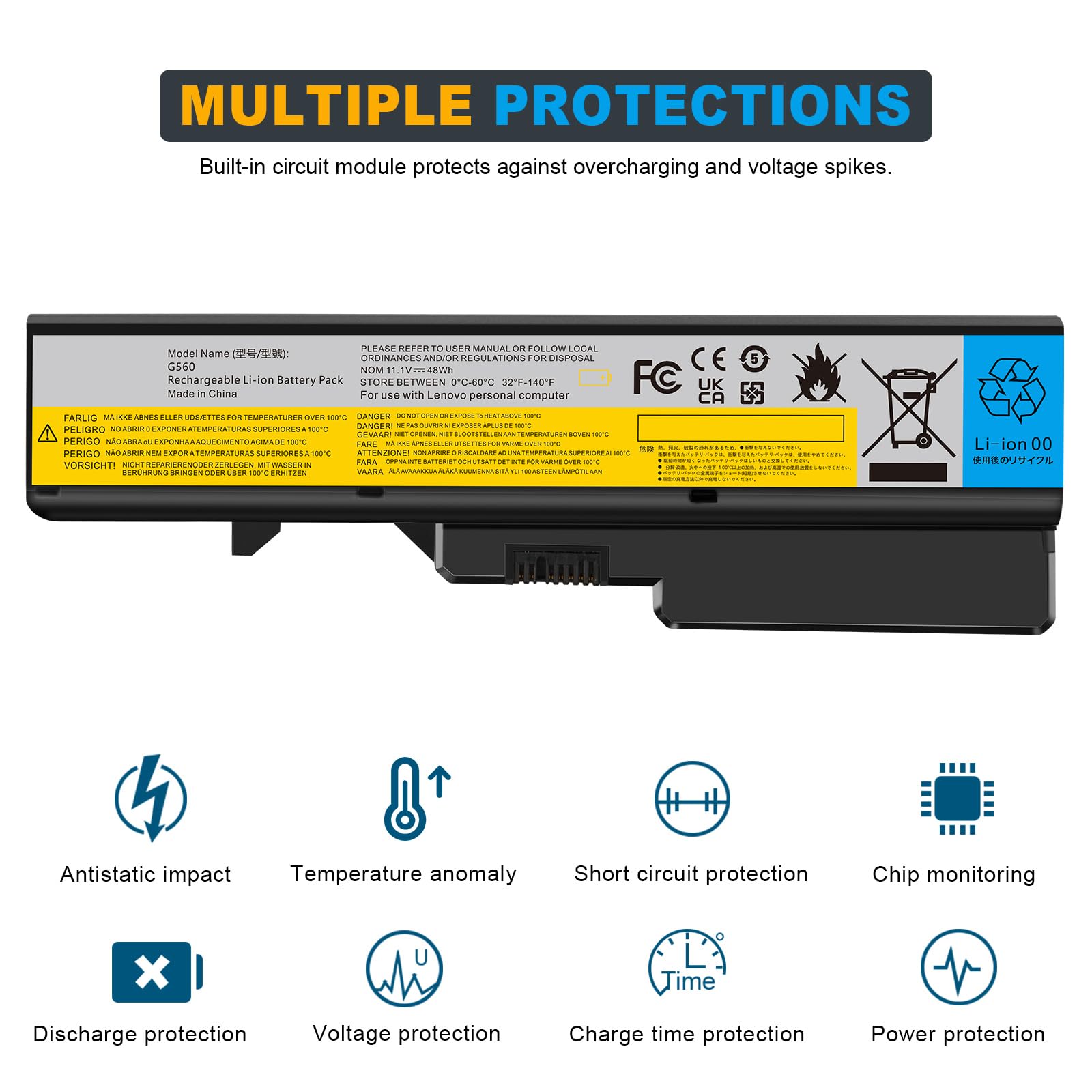 Futurebatt Laptop Battery For Lenovo G460 G465 G470 G475 G560 G565 G570 B470 B570 Ideapad V360 V370 V470 V570 Z370 Z460 Z465 Z47