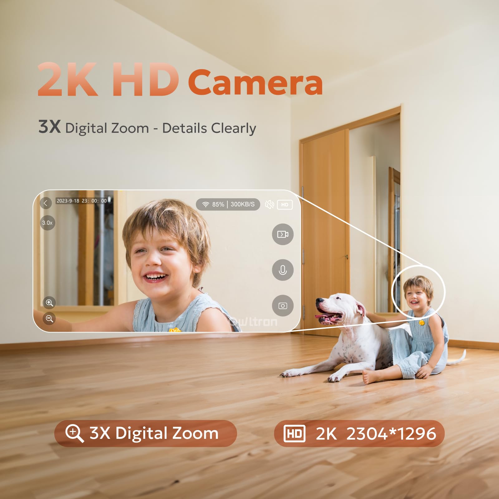 Owltron Indoor Security Camera 2K, 2.4Ghz Wifi Cameras For Home Security Baby Monitor Camera With Motion/Cry Detection, Pet & Do