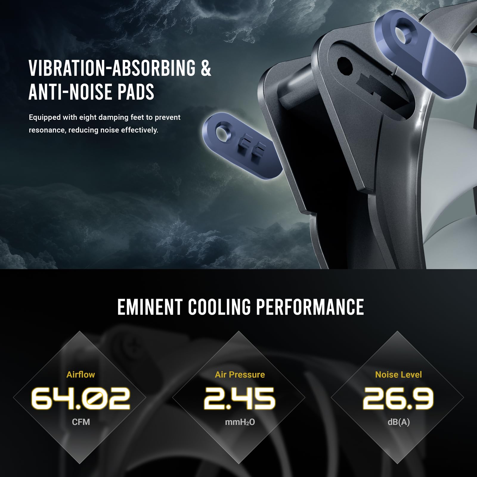 Antec Tranquil 120 Argb, 120Mm X 25Mm Case Fans, Argb Pwm Fans, 2000Rpm, 64.02Cfm, 2.45Mmh2O, 4 Pin Pwm & 3 Pin Led Connector, 1