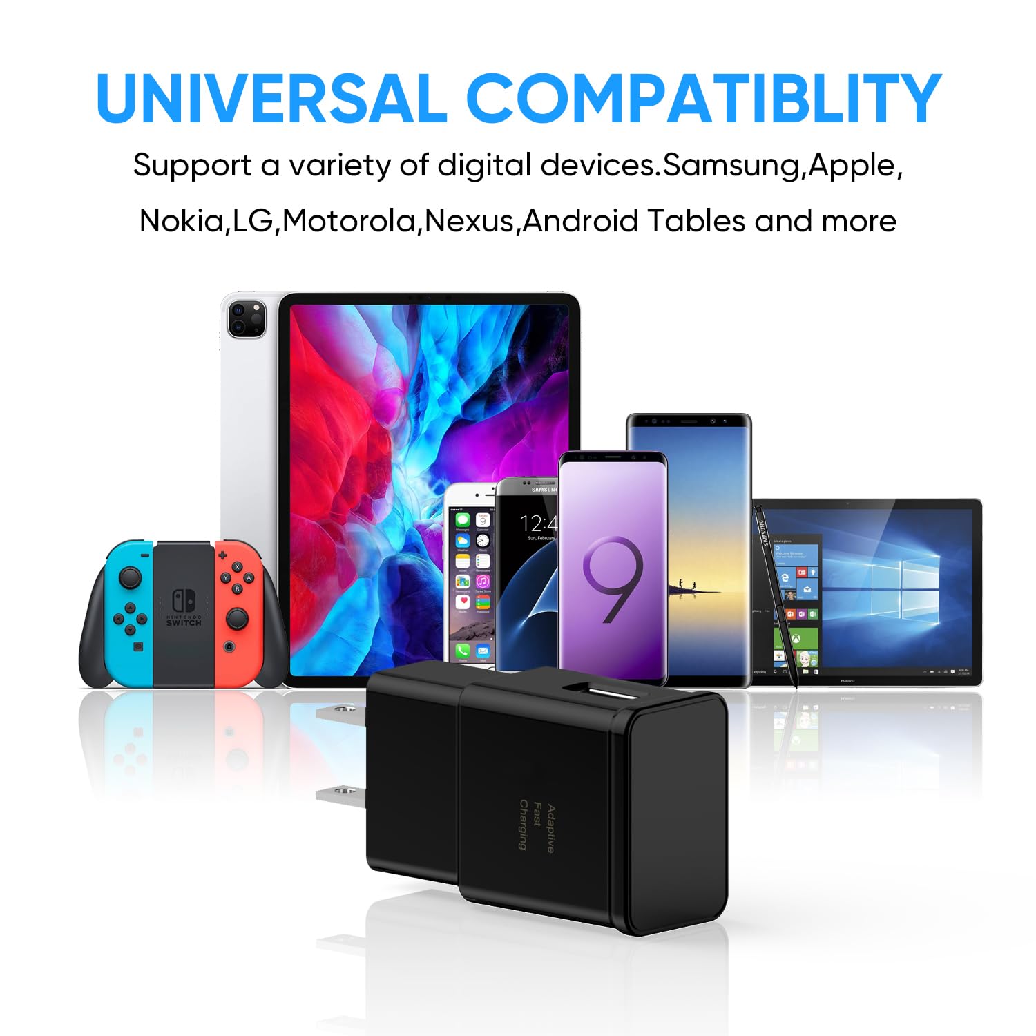 Adaptive Fast Charging Usb Wall Charger Adapter Compatible Samsung Galaxy S21 S20 S10 S6 S7 S8 S9 / Edge/Plus/Active, Note 5 8,