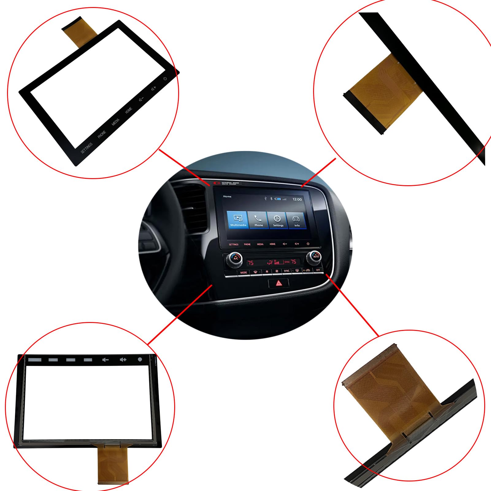 Micarun Touch Screen Digitizer Glass On Navigation Lcd 8 Inch Replacement Fit Mitsubishi Outlander Mirage 2020 2021 2022 Replace