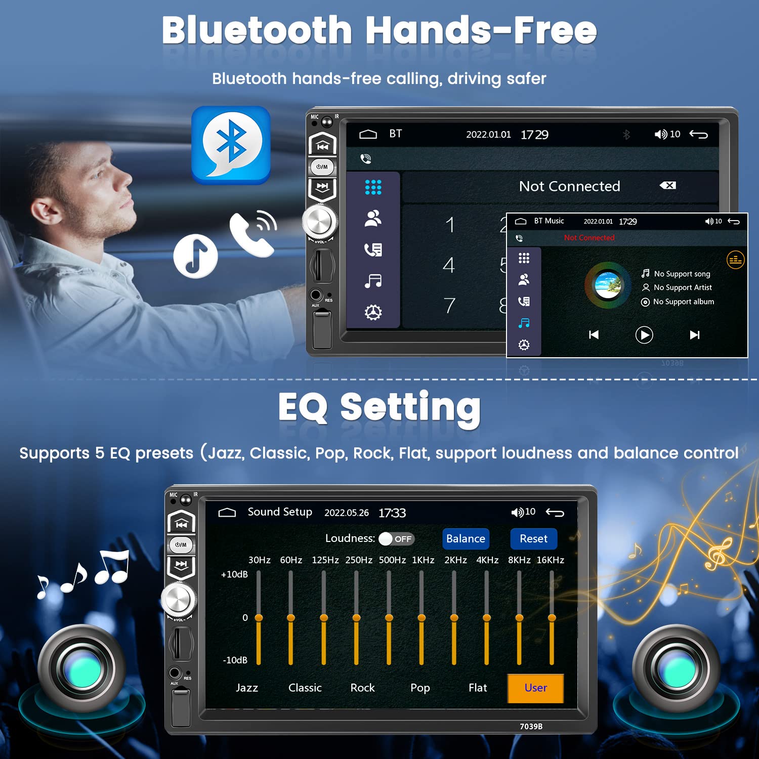 Apple Carplay Head Unit Single Din Touchscreen Car Stereo Android Auto 7 Inch Car Radio With Bluetooth And Backup Camera Mirror