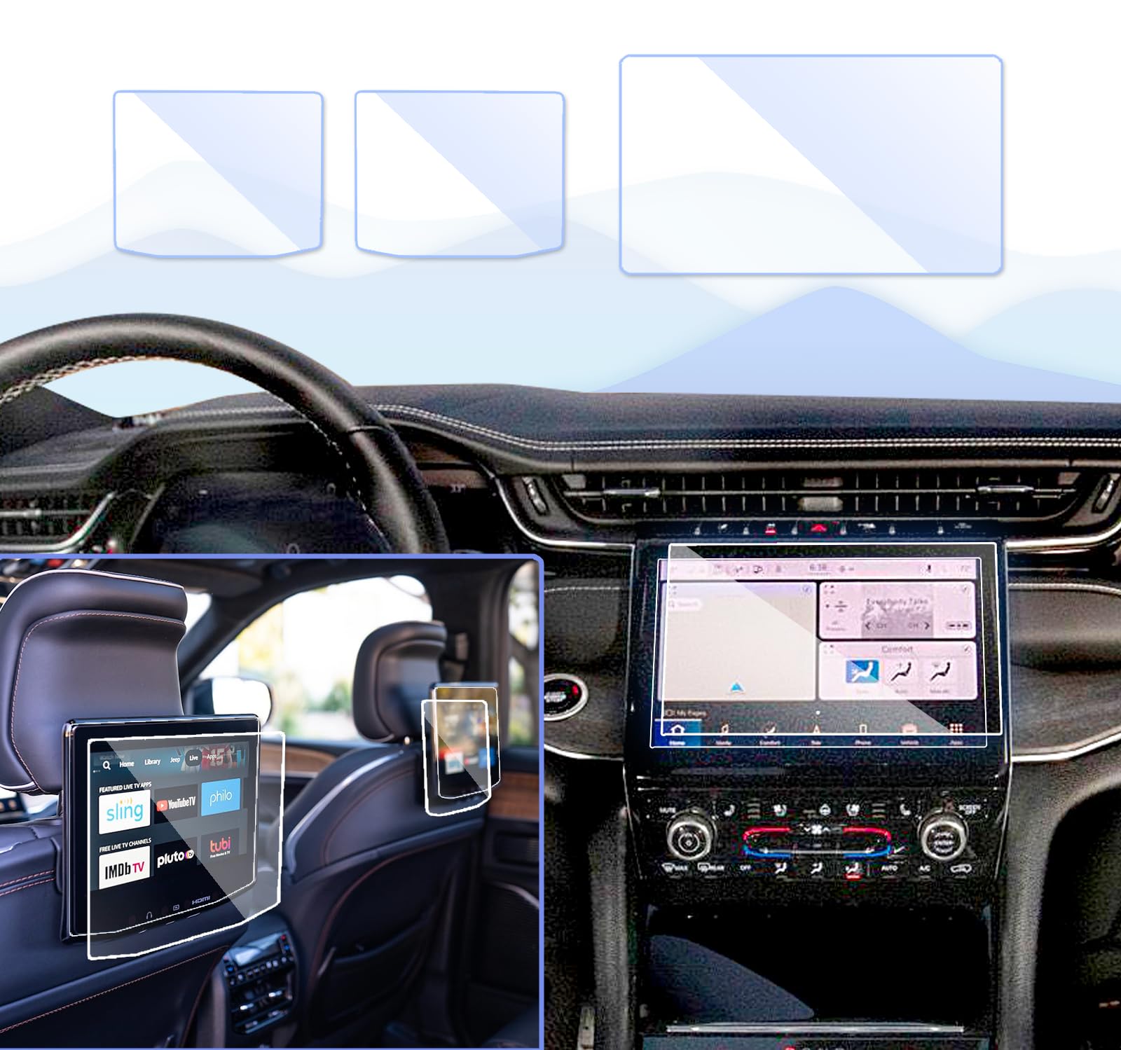 3Pcs For 2024 Grand Cherokee Screen Protector For 2024 Jeep Grand Cherokee Accessories 2022 2023 2024 Jeep Grand Cherokee Naviga