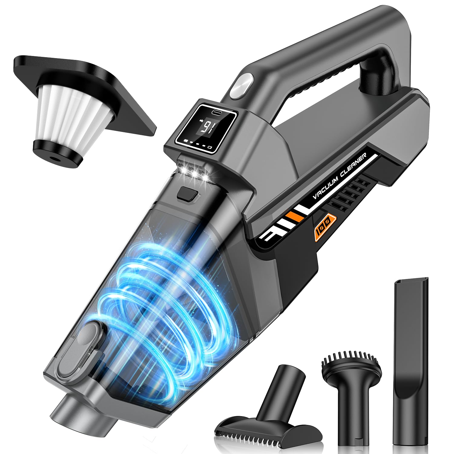 Gxzsk Handheld Vacuum Cordless, 16KPA Powerful Suction Hand Held Vacuum Cleaner Dust Busters Cordless Rechargeable, HD Display &
