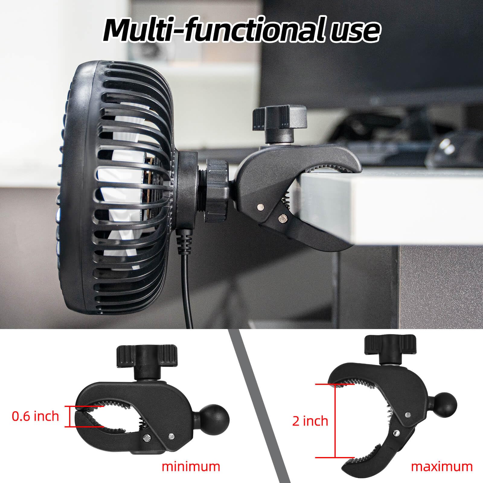 Wekani 2 Pack Golf Cart Fans For Golf Cart Accessories,3 Speed Settings Fit Ezgo Club Car Yamaha Models With Sturdy Clamp& Porta