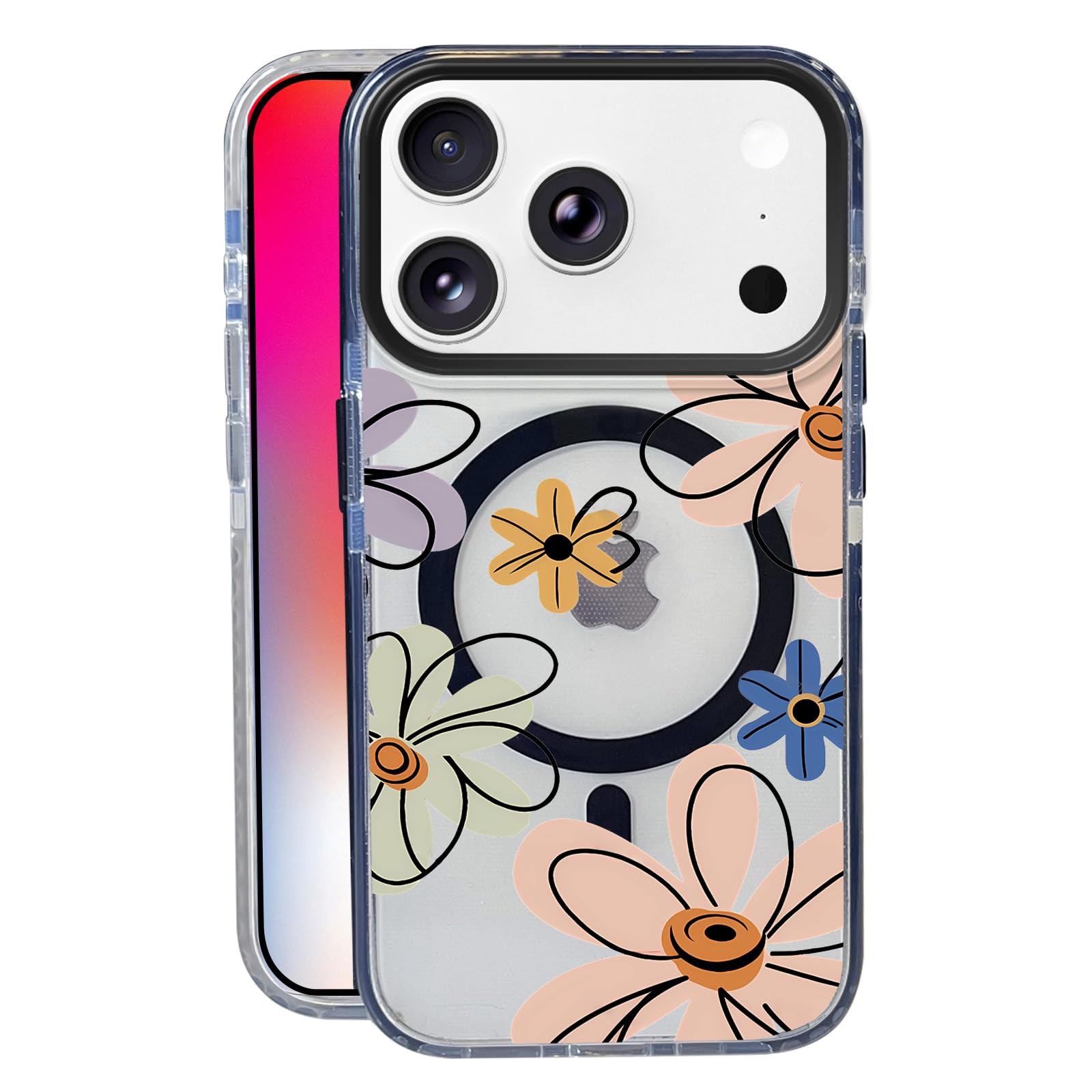 Nimeey Coloring Flower for iPhone 17 Pro Case,MagSafe Compatible,Matte Soft Slim Shockproof Cover,Anti-Fingerprint,Anti-Yellowin