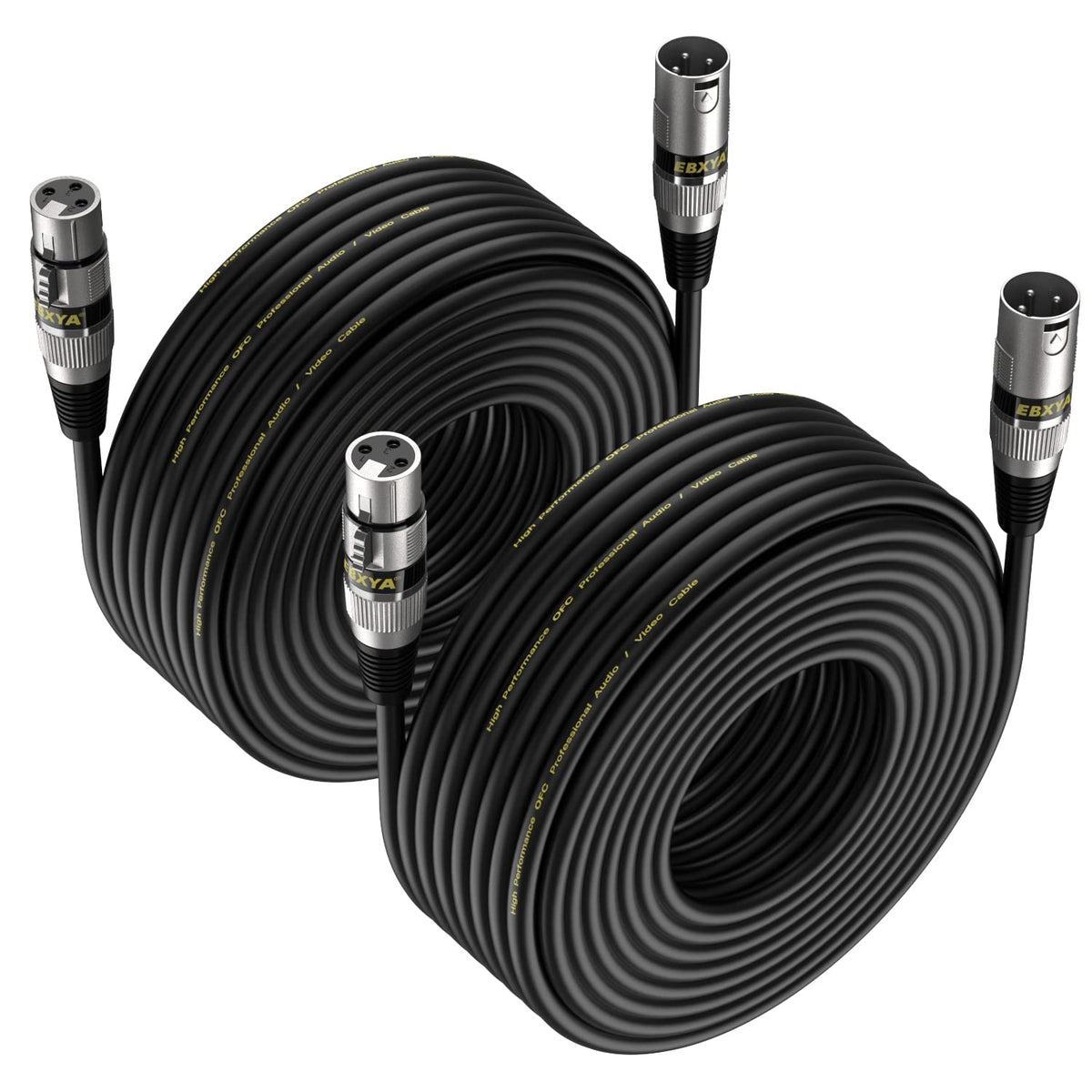 Ebxya 35Ft Xlr Cable 2 Pack   Premium Balanced Xlr Microphone Cables With 3 Pin Xlr Male To Female Dmx Cable