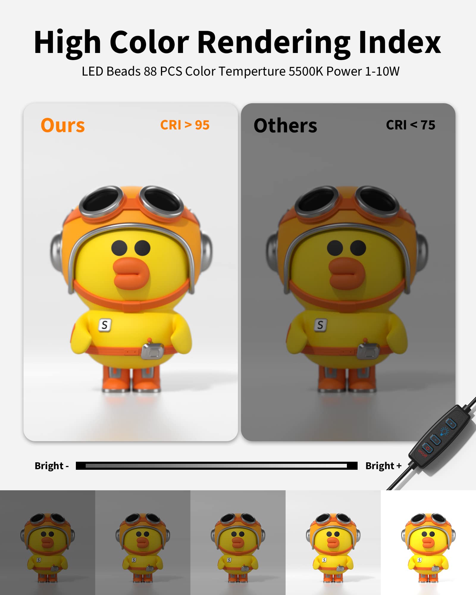 Glendan Light Box Photography, 10''X10'' Photo Box With 88 High Color Rendering Index Led Lights, 6 Color Pvc Backdrops, 4 Refle