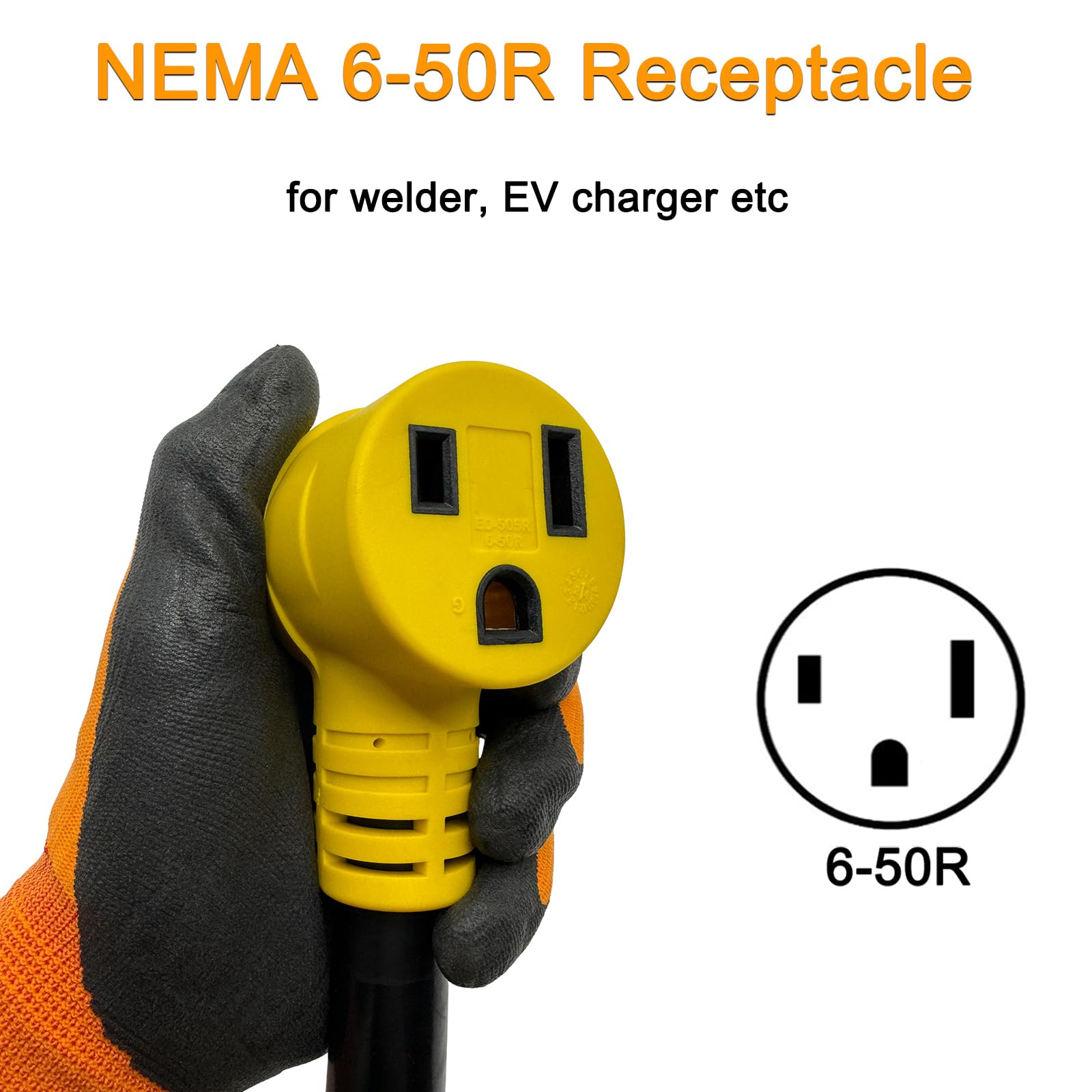 Suplevel 6 Awg Welder Adapter Cord 10 Ft, Heavy Duty Nema 14 50P Male To 6 50R Female Extension Cord, Stw 6Awg/3C 50 Amp 250 Vol