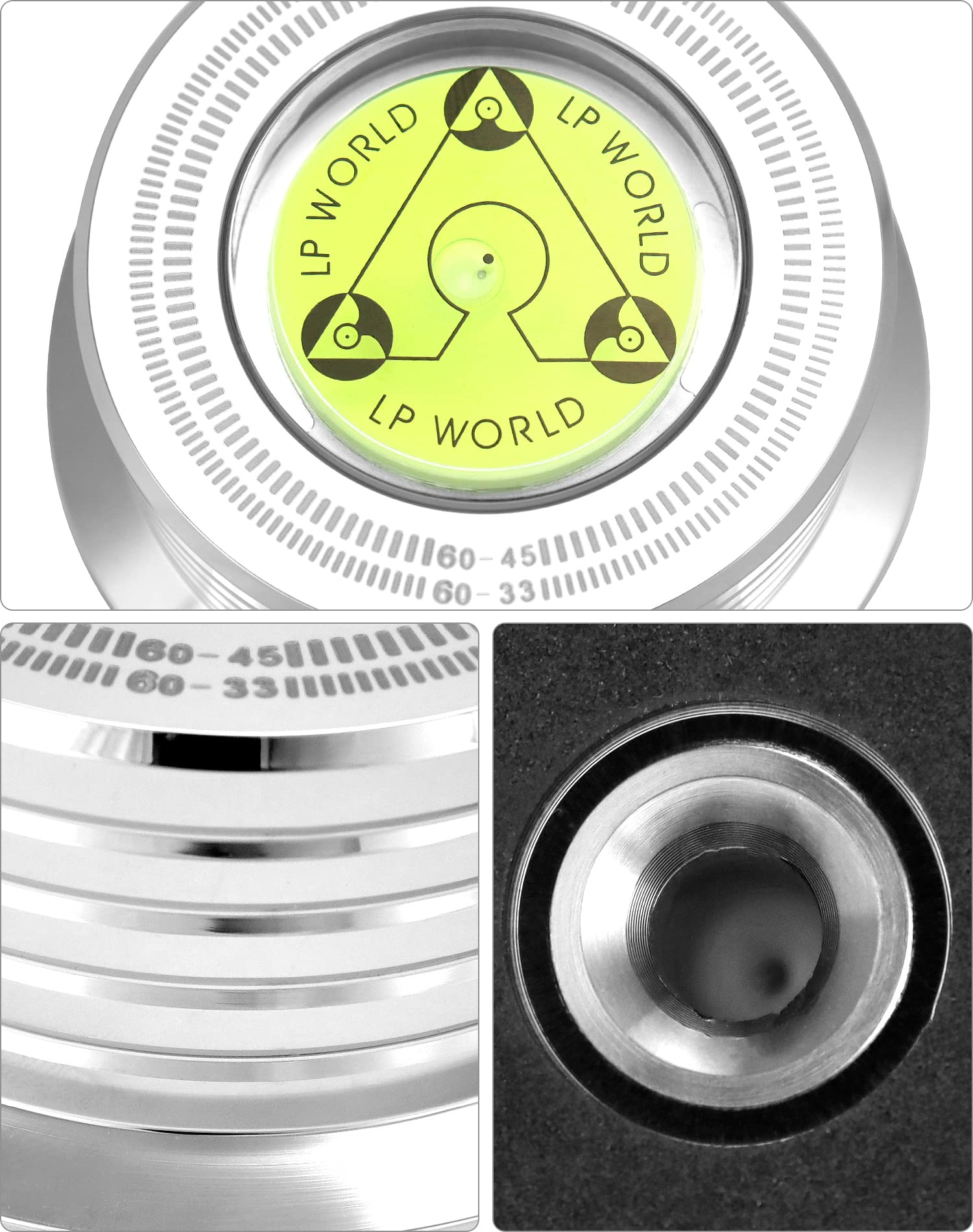 Qwork Record Weight Phono Lp Disc Stabilizer, 60Hz Record Weight Stabilizer, With Bubble Leveling (60Hz, Silver)