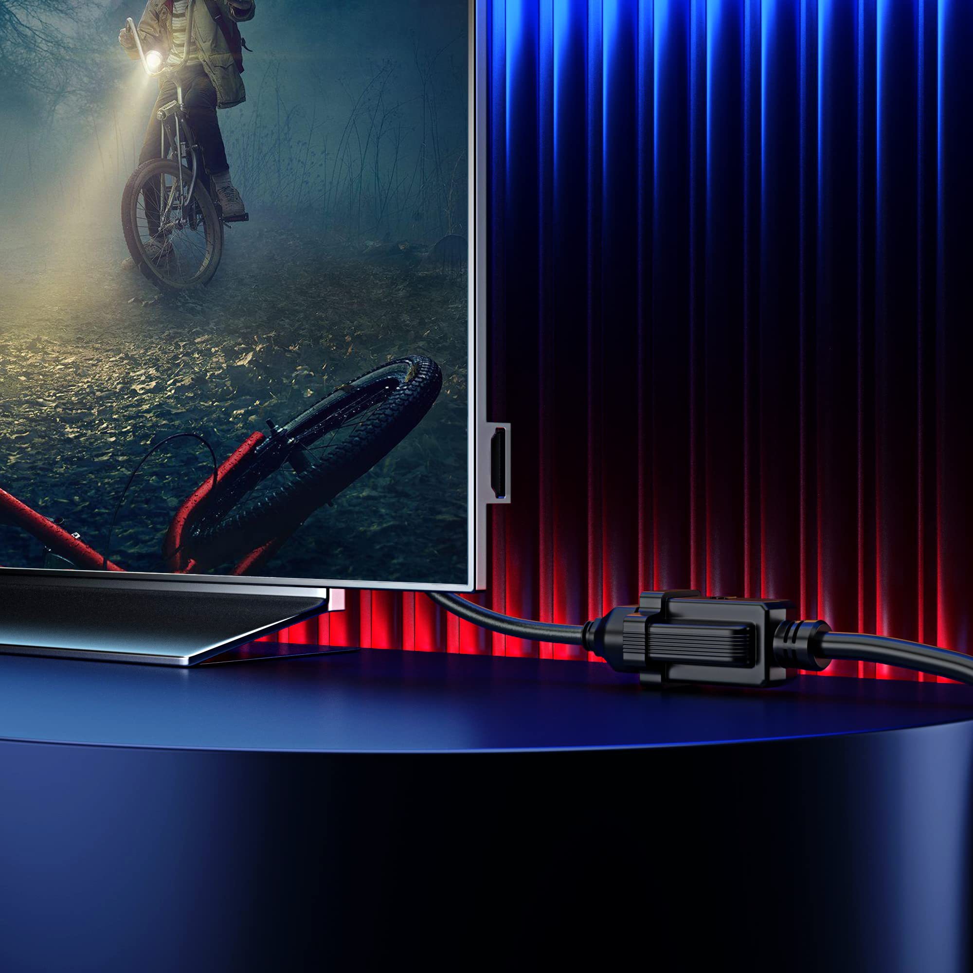 Maximm Flat Plug Extension Cord 6 Ft With Slim Space Saving Plug Design, Low Profile Extension Cord 14Awg (Black)