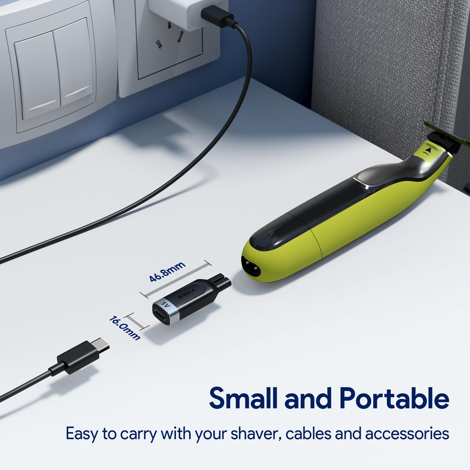 Yinke 5V Type C Shaver Adapter Charging Converter For Philips Norelco Oneblade Qp2724 Qp2834 Qp4530 Mg5910 Mg7910 Mg9510 Qp1924