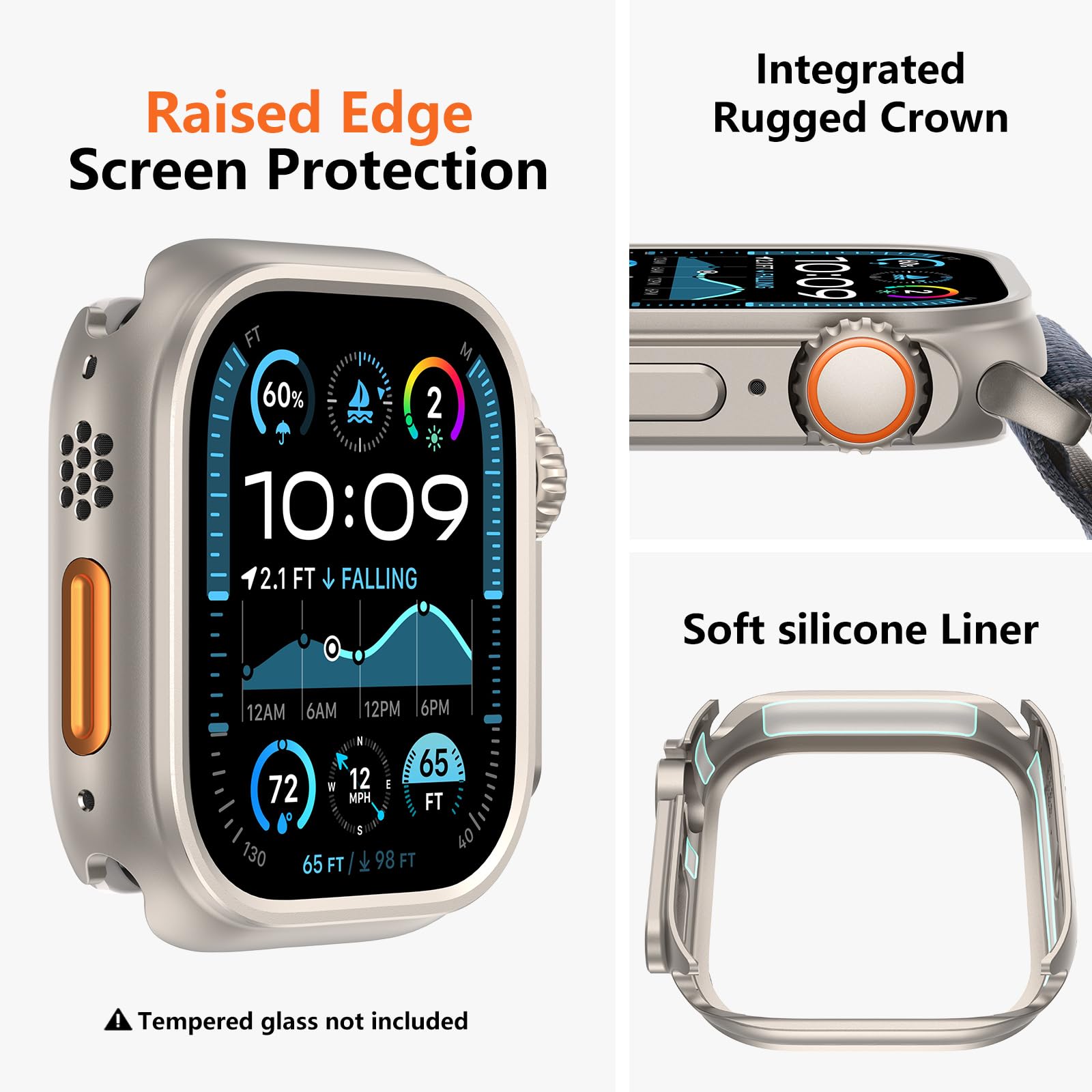 Amband For Apple Watch Series 10 46Mm Metal Case Men, W1 Rugged Protective Bumper [Turn Iwatch Into Ultra Look] With Back Cover,