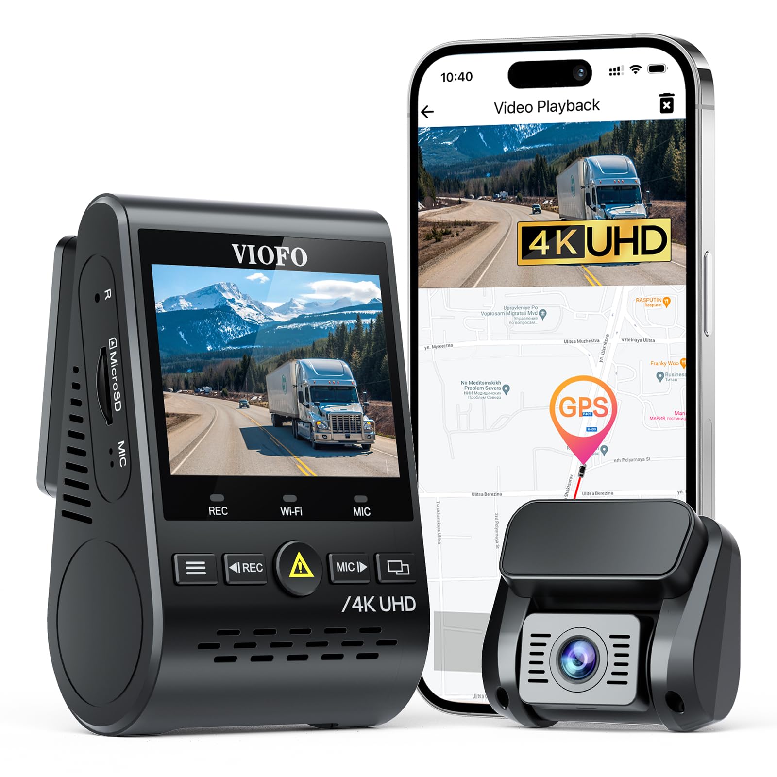 Viofo A129 Pro Duo Dash Cam 4K + 1080P Front And Rear Dashcam, 5Ghz Wifi Gps Built In, Ultra Hd Dual Car Camera, Sony 8Mp Sensor