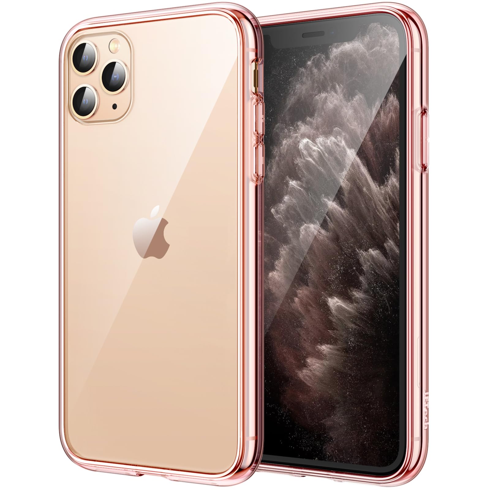 Jetech Case For Iphone 11 Pro Max 6.5 Inch, Non Yellowing Shockproof Phone Bumper Cover, Anti Scratch Clear Back (Rose Gold)