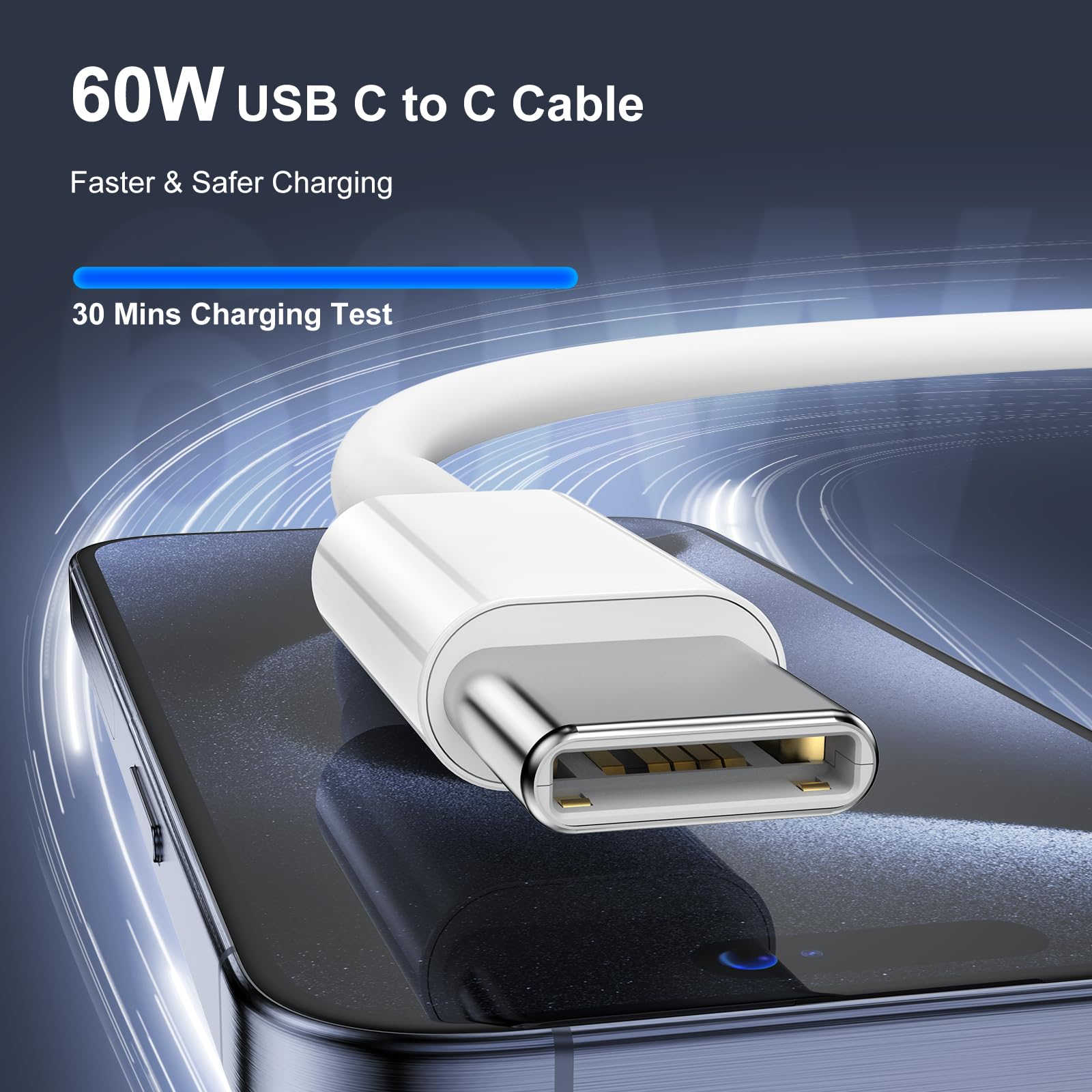 60W Usb C To Usb C Charger Cable [2Pack] 3Ft Type C Charging Cable Cord Fast Charging Usbc To Usbc Cable For Iphone 16 15 Pro/Pl