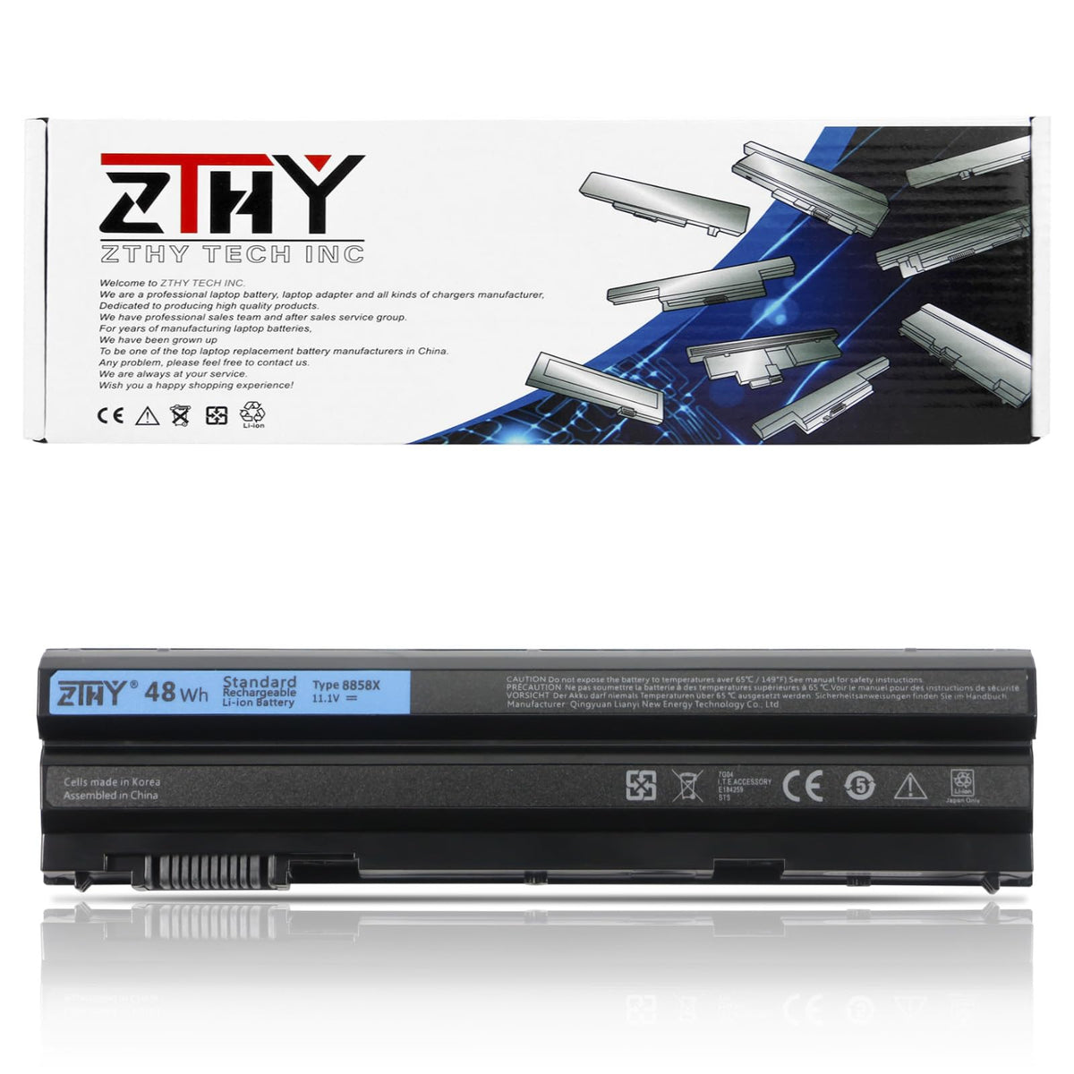Zthy 48Wh 8858X Laptop Battery Replacement For Dell Inspiron 14R 5420 15R 5520 7520 17R 5720 7720 4420 4520 4720 7420 Latitude E5420 E5520 E5530 E6420 E6430 E6520 Vostro 3460 3560 T54Fj 11.1V 6 Cell