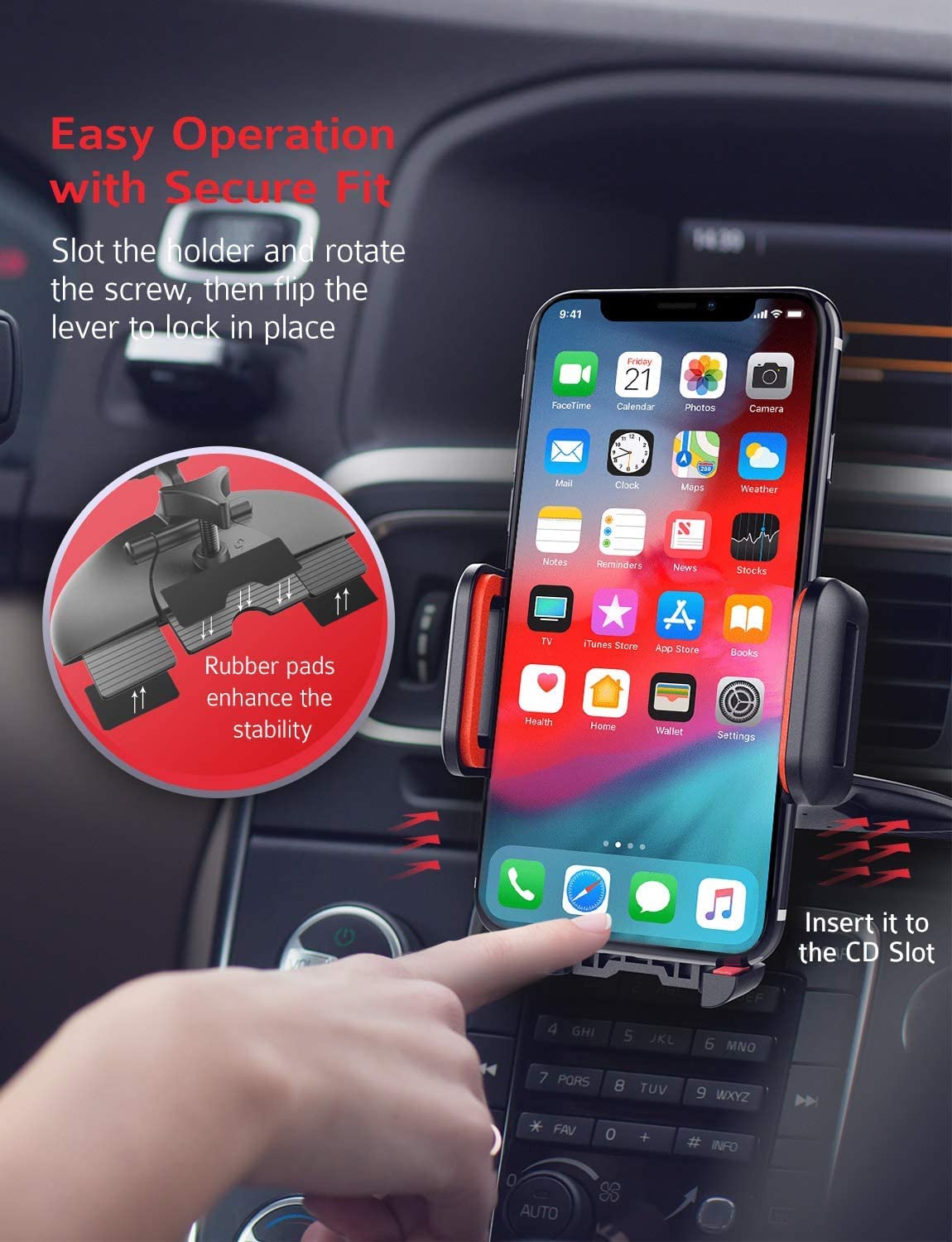 Vssmssa Cell Phone Holder For Car, Cd Slot Mount, One-Handed Operation, Compatible With Iphone14 13 12 Mini 11 Pro Xr Xs Max Gal