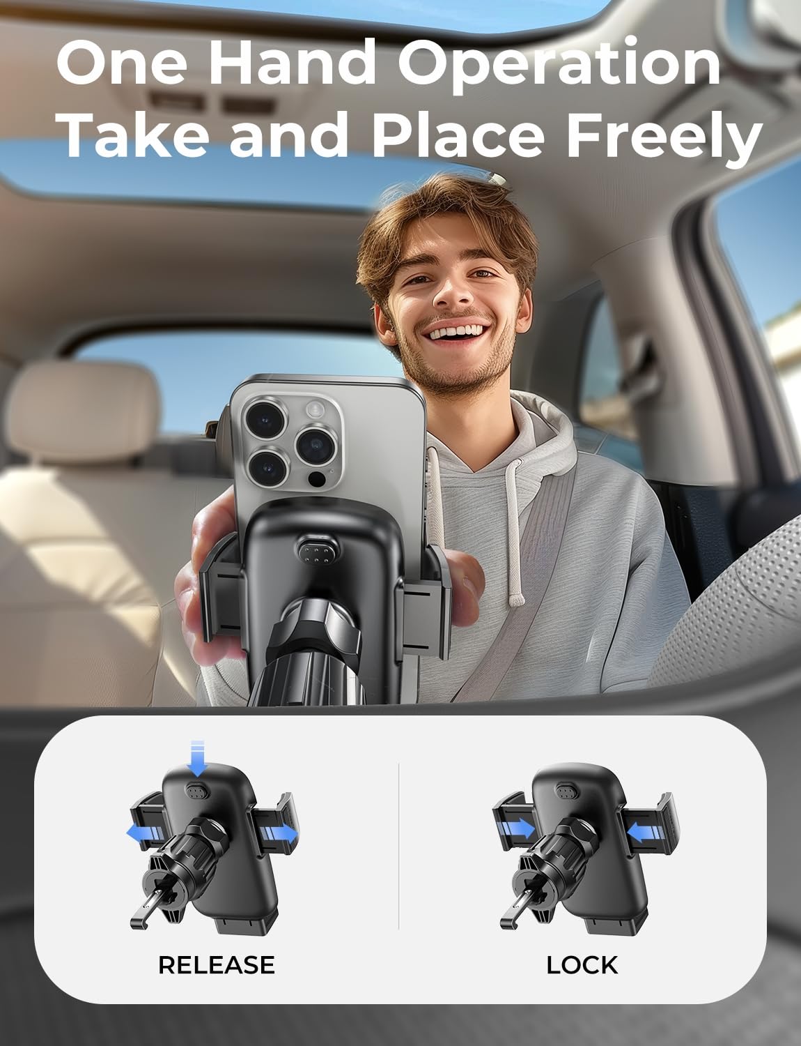 Lisen Car Phone Holder Mount, 2025 Upgrade Phone Holders For Your Car Vent, Cell Phone Holder Mount For Iphone 16 Pro Max, Cell