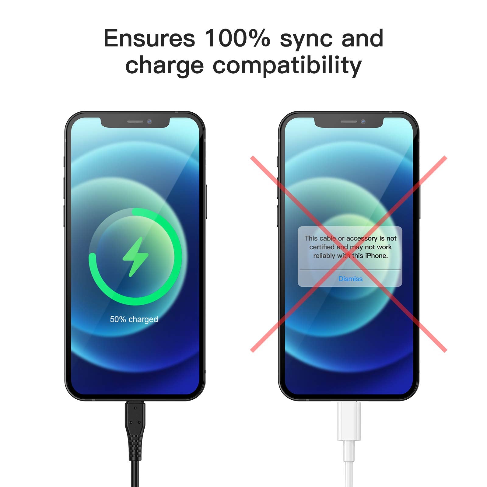 6Ft Iphone Charger 5Pack,Lightning Cable 6 Foot, Long Charging Cord 6 Feet Compatible With Apple Iphone 11/Pro/Max/Se/X/Xs Max/Xr/8/8 Plus/Ipad/Ipod (Black)