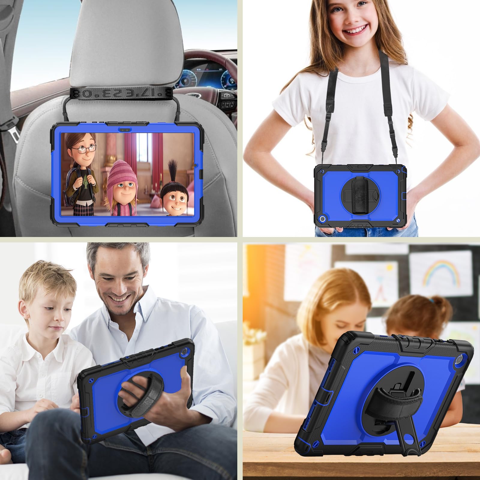 Herize Galaxy Tab A9+ Case Sm X210/X215/X216 With Screen Protector | Heavy Duty Shockproof Cover W/Penci Holder 360 Rotating Sta