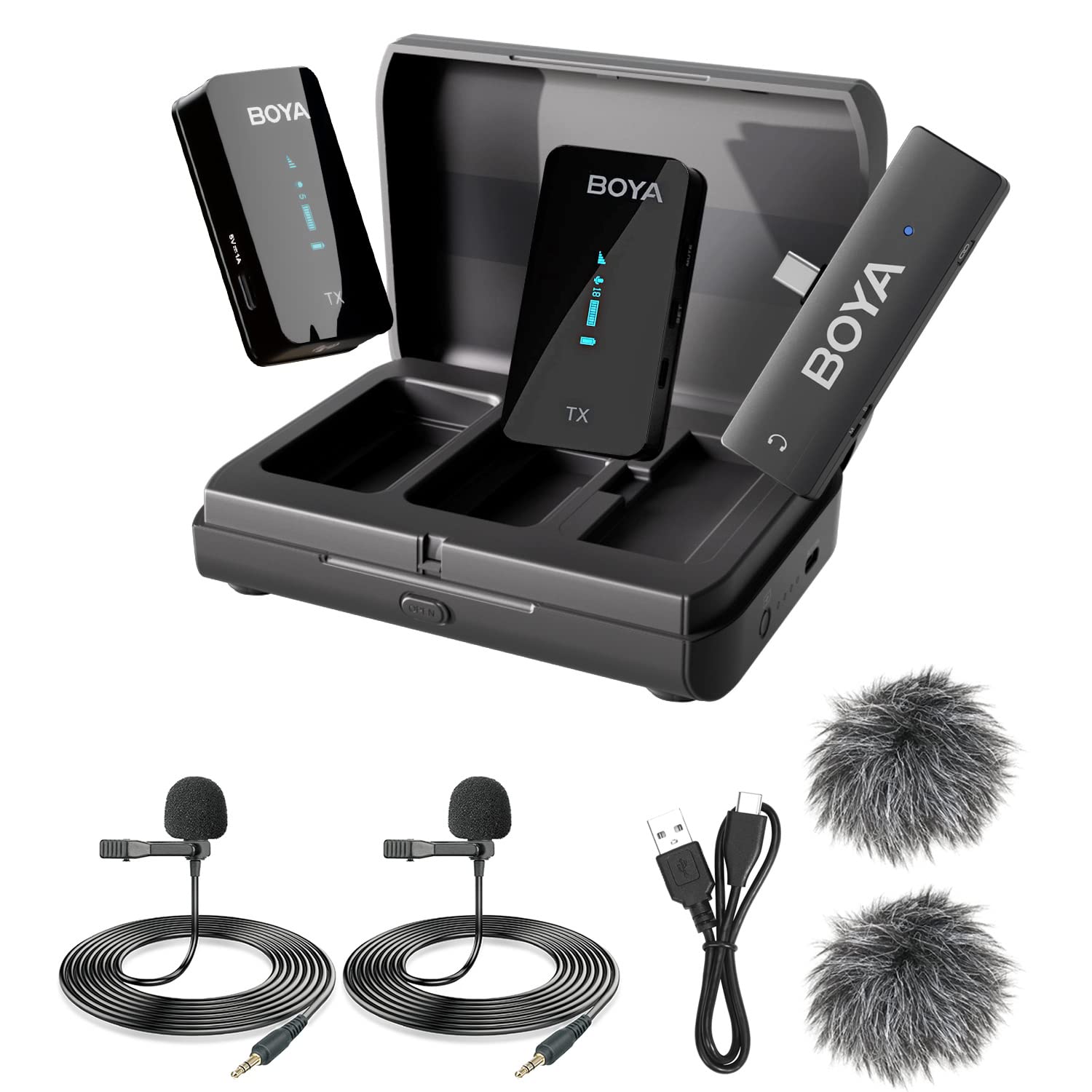 Boya Wireless Lavalier Microphone For Android Phone By Xm6 K6 Plug Play Dual Microphones With Charging Case Usb Type C Clip On L