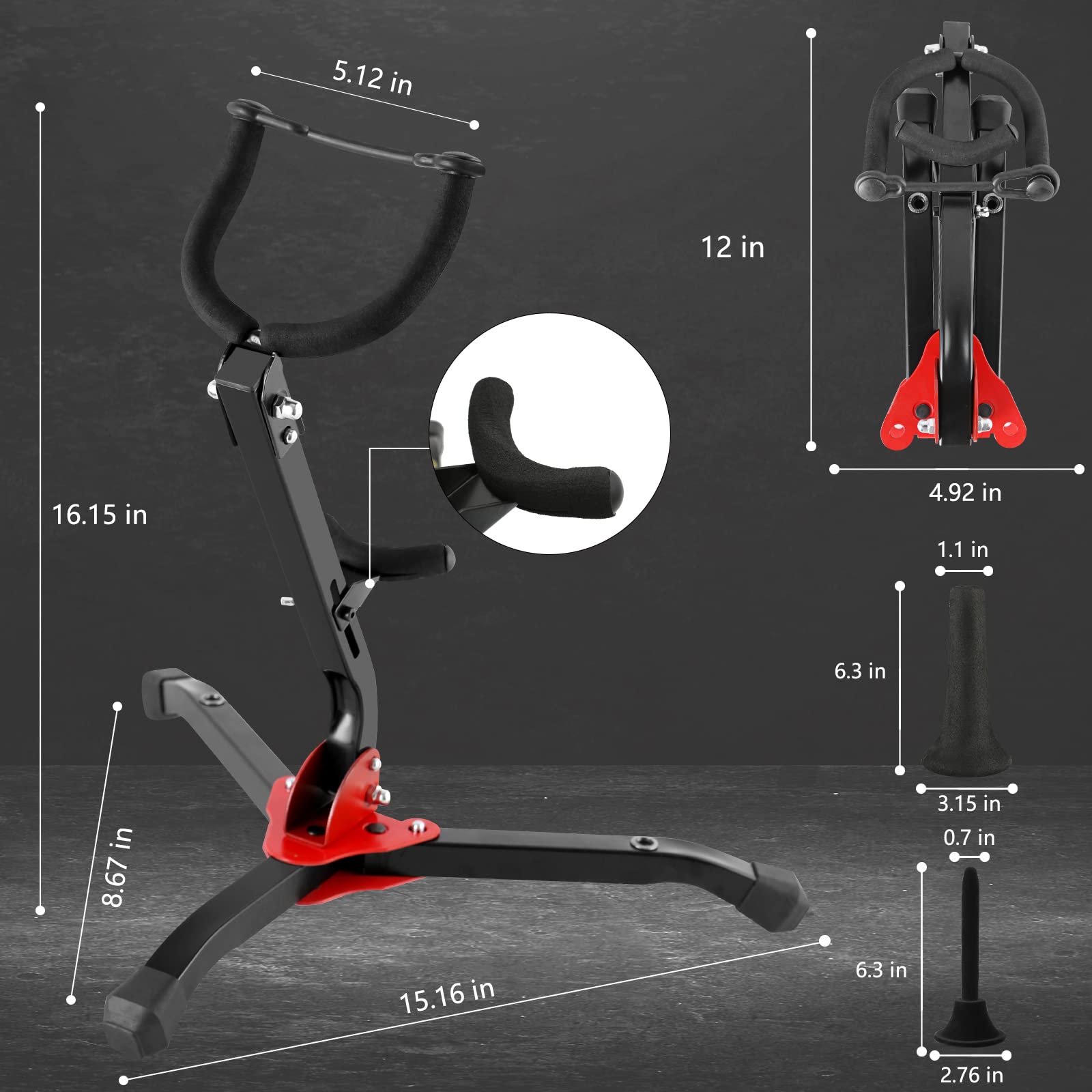 Eastrock Alto&Tenor Saxophone Stand Folding Saxophone Stand Saxophone Holder Rack With Clarinet/Flute Stand,Straight Saxophone S