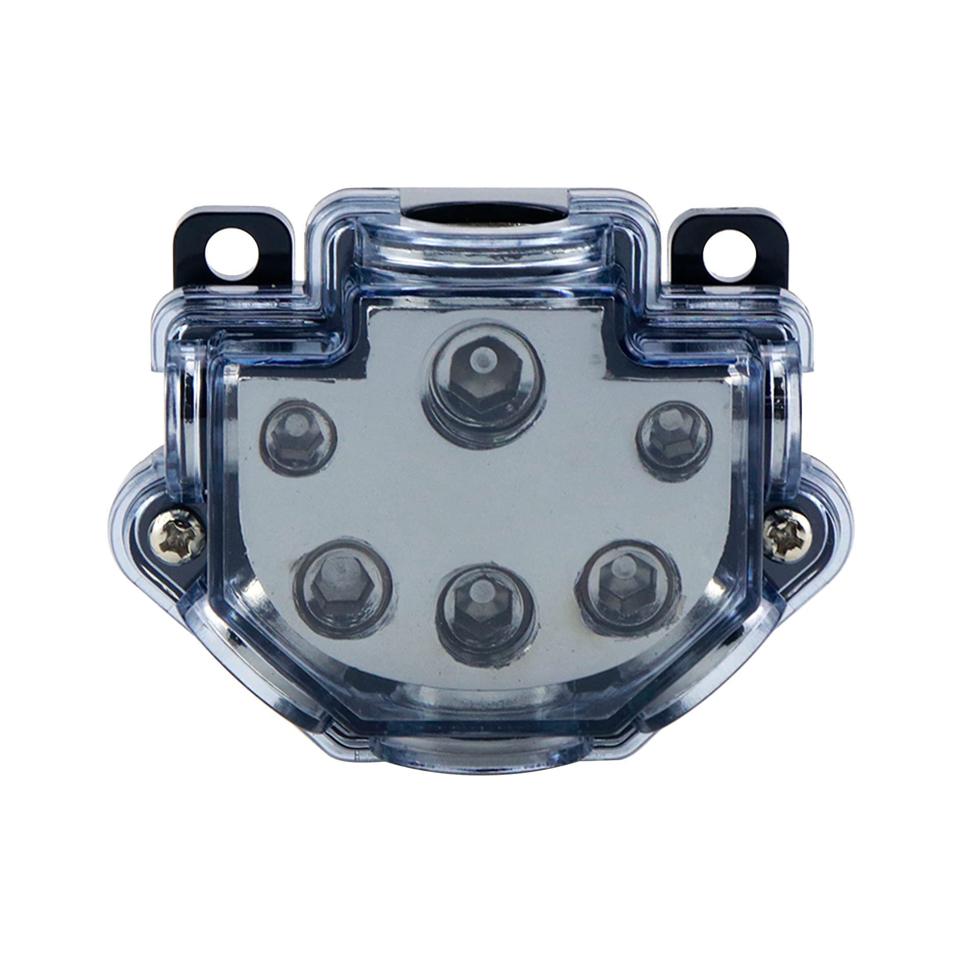 S Sydien 1Pc Power Distribution Block Car Audio 1 In 5 Ways Out Car Audio Distribution Block 0 Gauge Input 2/4/8 Gauge Out Ground Cable Splitter Distribution Block For Automotive