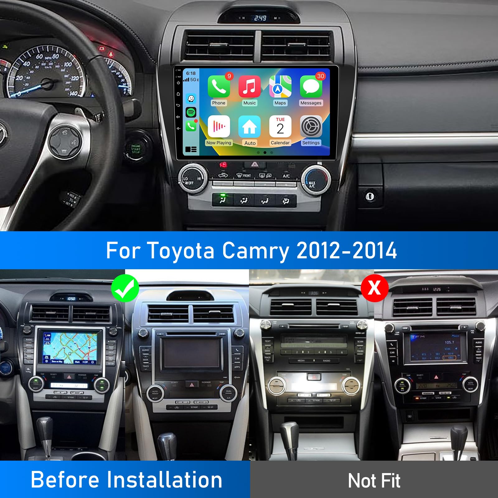 Android 13 4Gb+32Gbcar Stereo Radio For Toyota Camry 2012 2014, 10.2 Inch Ips Hd Touch Screen Camryradio Head Unit With Wireless