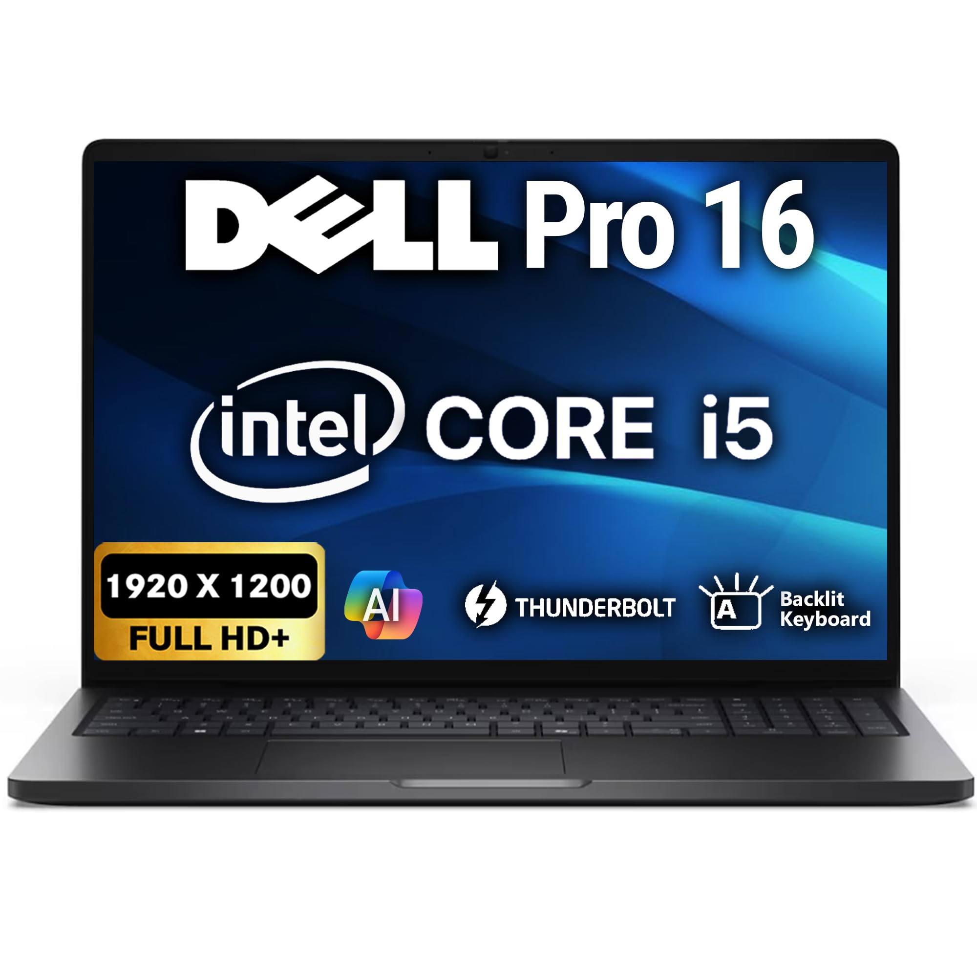 Oemgenuine Dell Pro 16 Business Laptop 16 FHD+ Display, Intel 10 Core i5120U, 32GB DDR5 RAM, 1TB SSD, WiFi 6E + BT, Backlit 