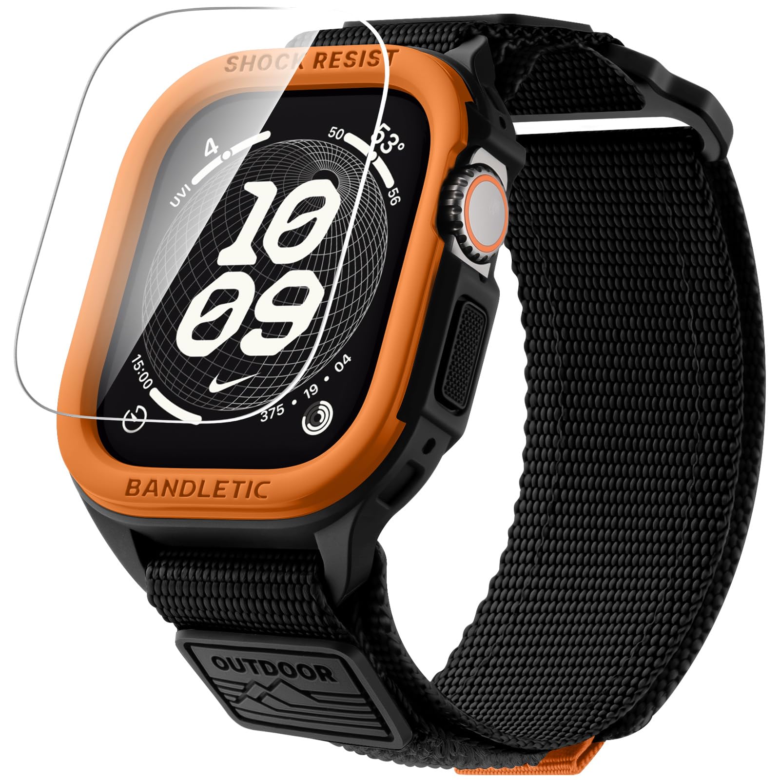 Bandletic Compatible with Apple Watch Ultra 2/3/1 49mm Band, Military Grade Shockproof Tactical Durable TPU Cover Men Women with