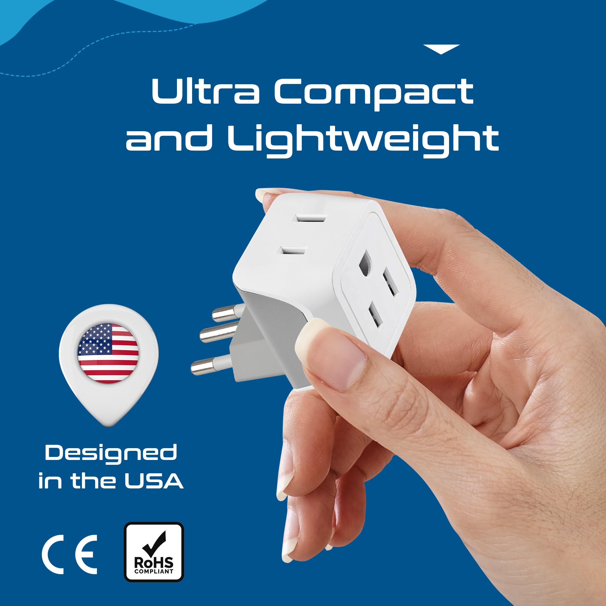 Ceptics Brazil Travel Adapter Plug With Dual Usa Input   Type N (3 Pack   Ultra Compact   Safe Grounded Perfect For Cell Phones,