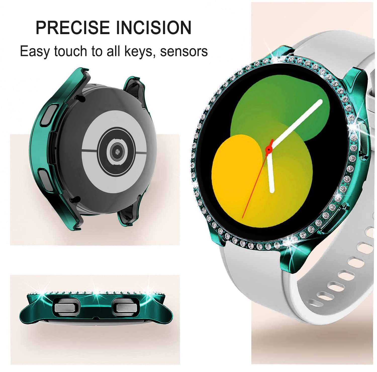 Dealele [2 Pack] Cases Compatible With Samsung Galaxy Watch 5 Pro 45Mm, Bling Single Row Diamond Pc Protective Case Replacement