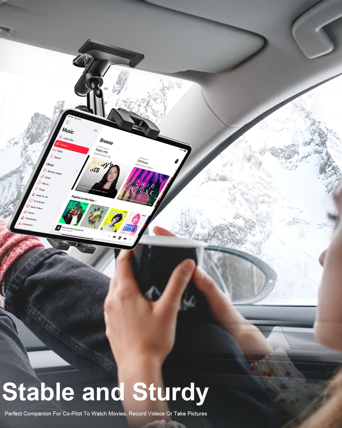 Woleyi Tablet Holder For Car Sun Visor - [Metal Magic Arm] 360 Adjustable Tablet Car Mount For Ipad Holder Super Visor Clamp, Fo