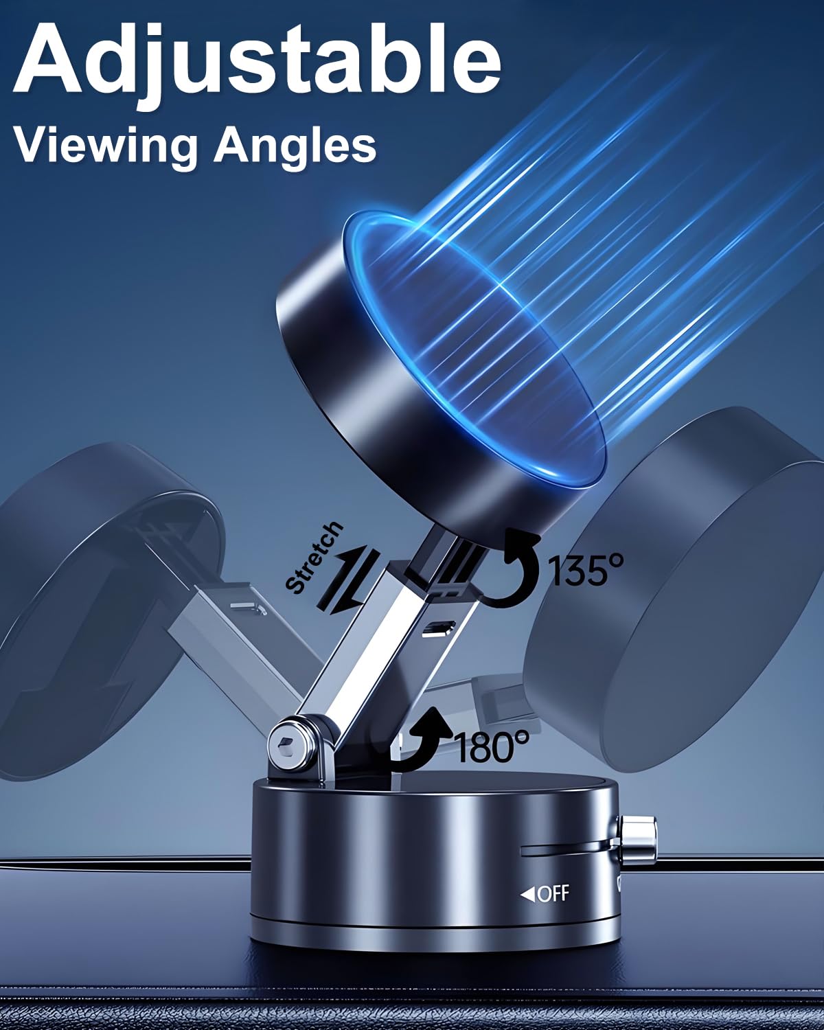 Jingjinyy Vacuum Suction Magnetic Phone Holder, 2025 Upgraded Foldable And Retractable Magnetic Mount, A Movable Vacuum Suction